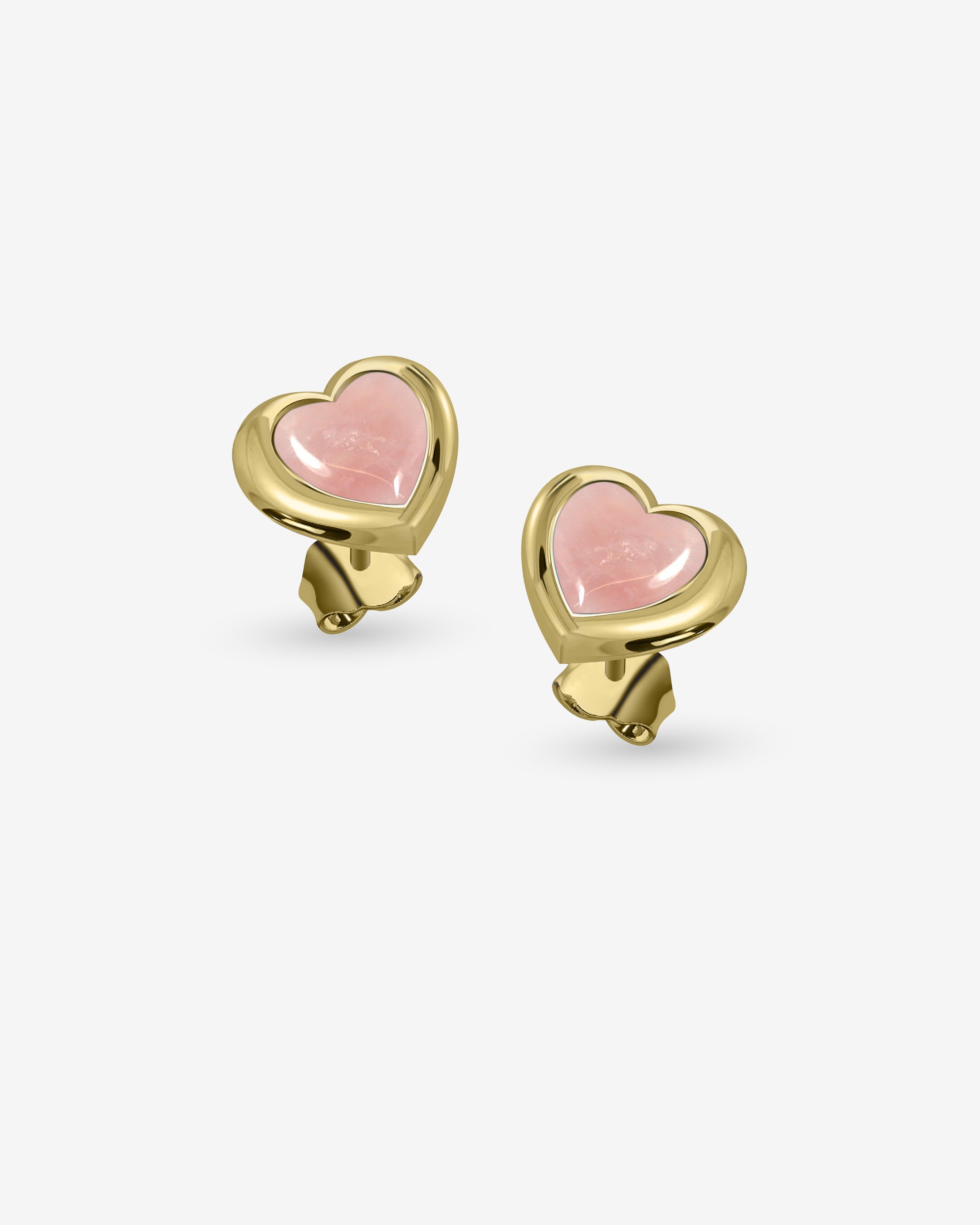 Lovers Heart Rose Quartz Studs