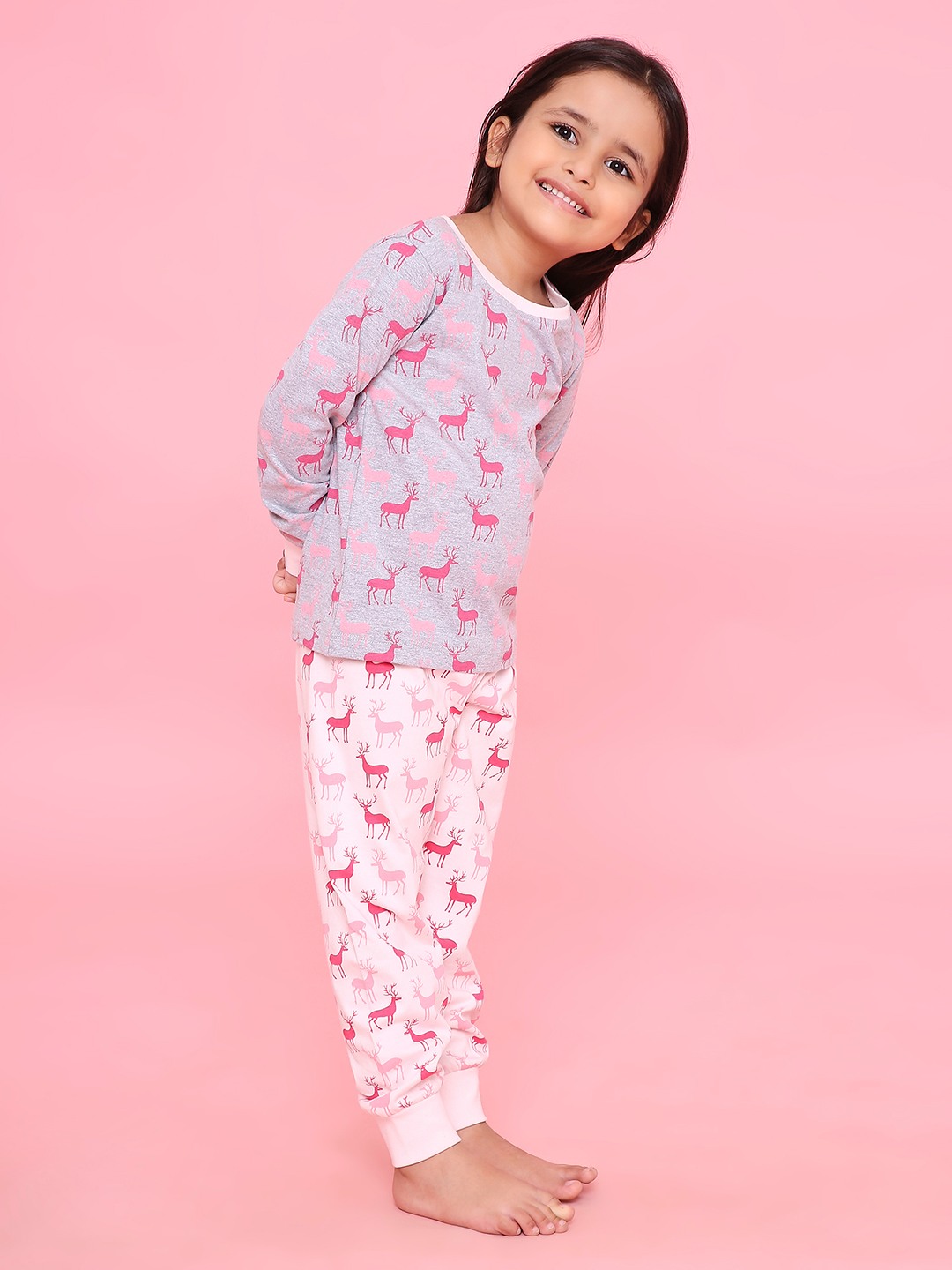 Girls- 2 piece printed cotton jogger lounge set