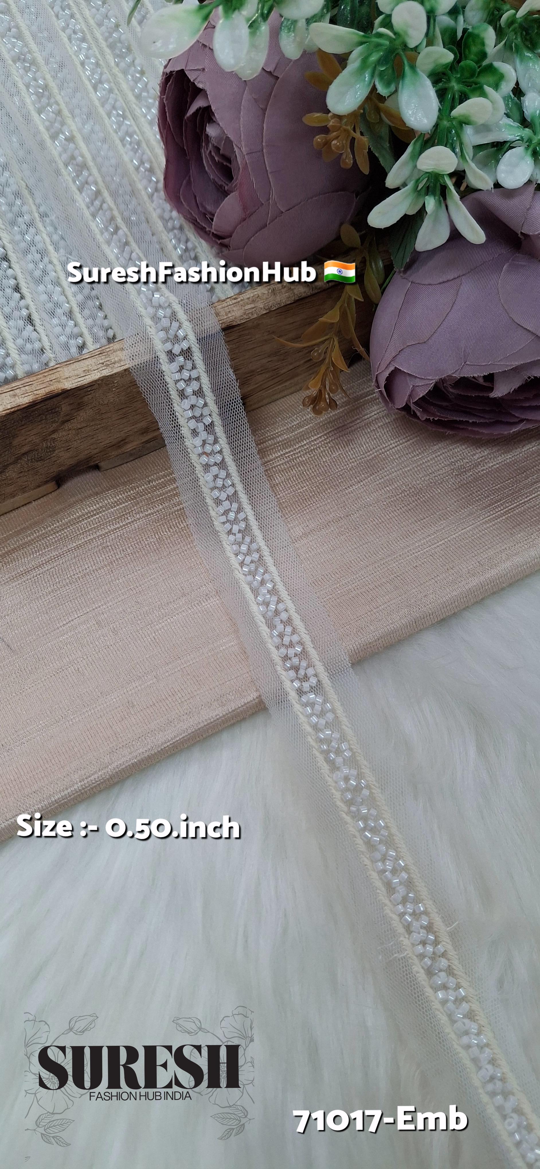 Timeless Net Embroidered Border White