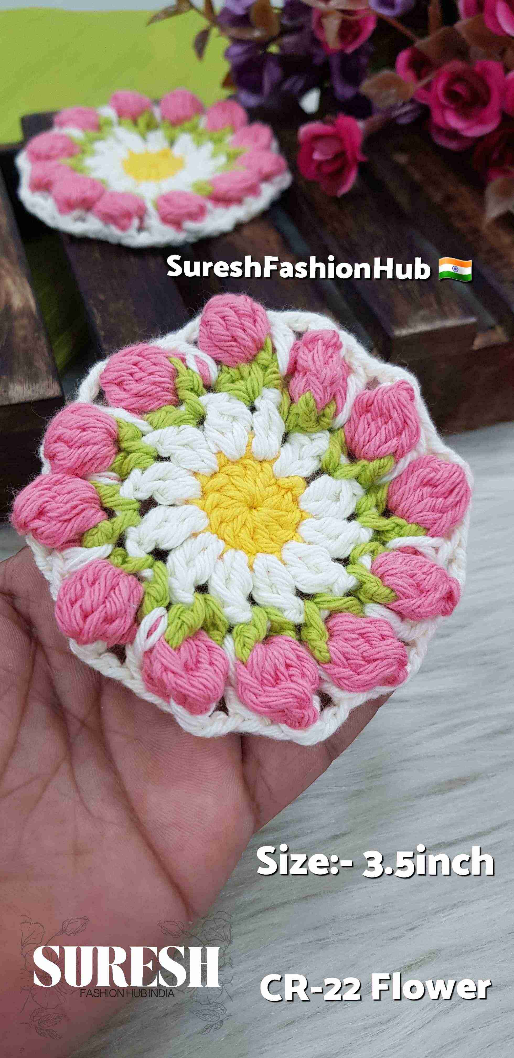 Rose Radiance Crochet Lace Flower – Rogue Pink | Cr-22