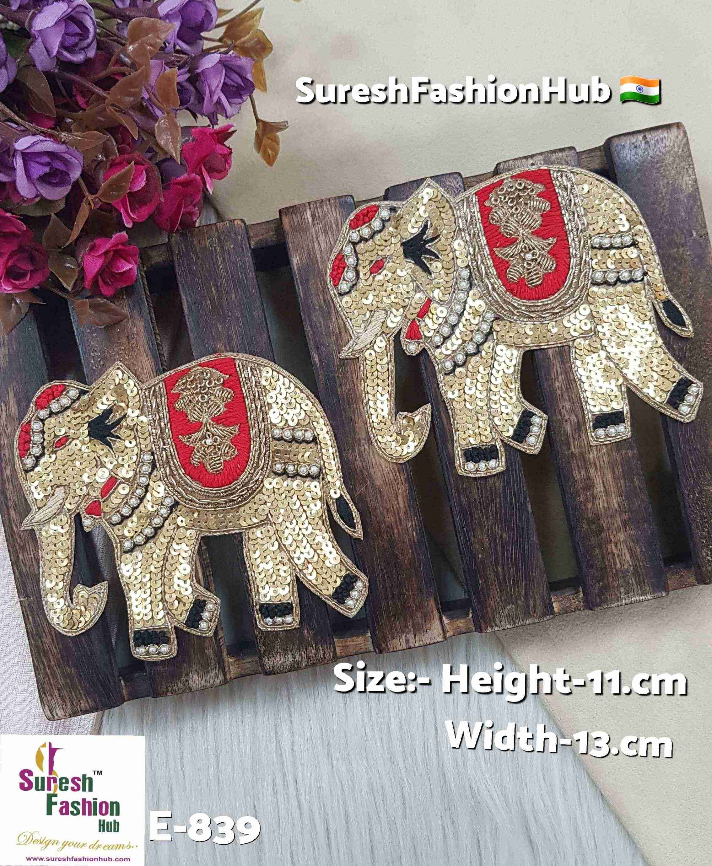 Royal Elephant Zardosi Patch – Right Facing