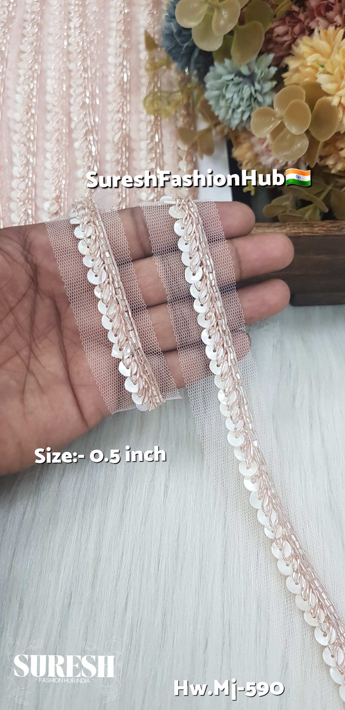 Rose Iridescent Bloom Handmade Net Lace