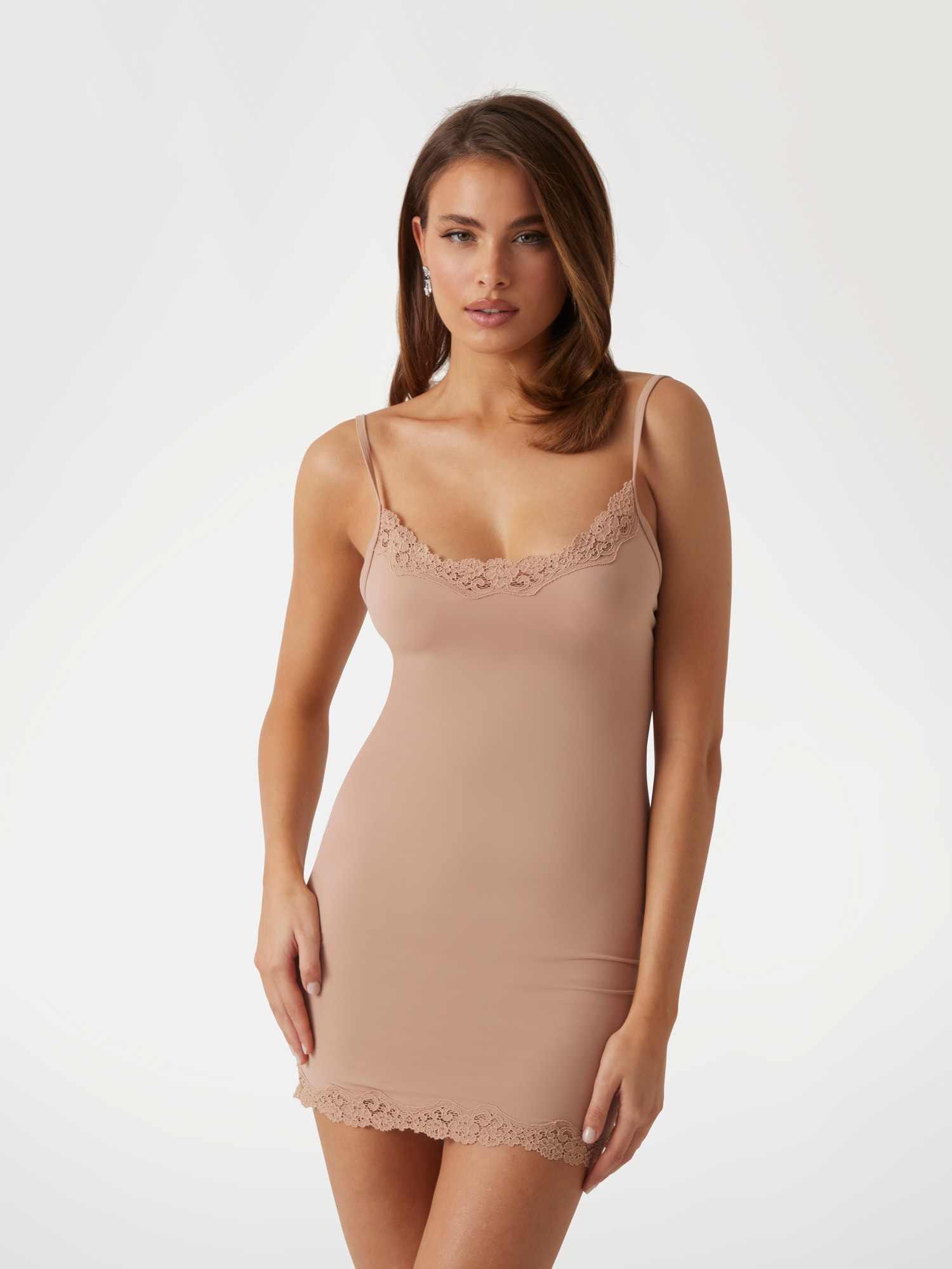 Guess Brown Polyamide Solid Women Night Dress
