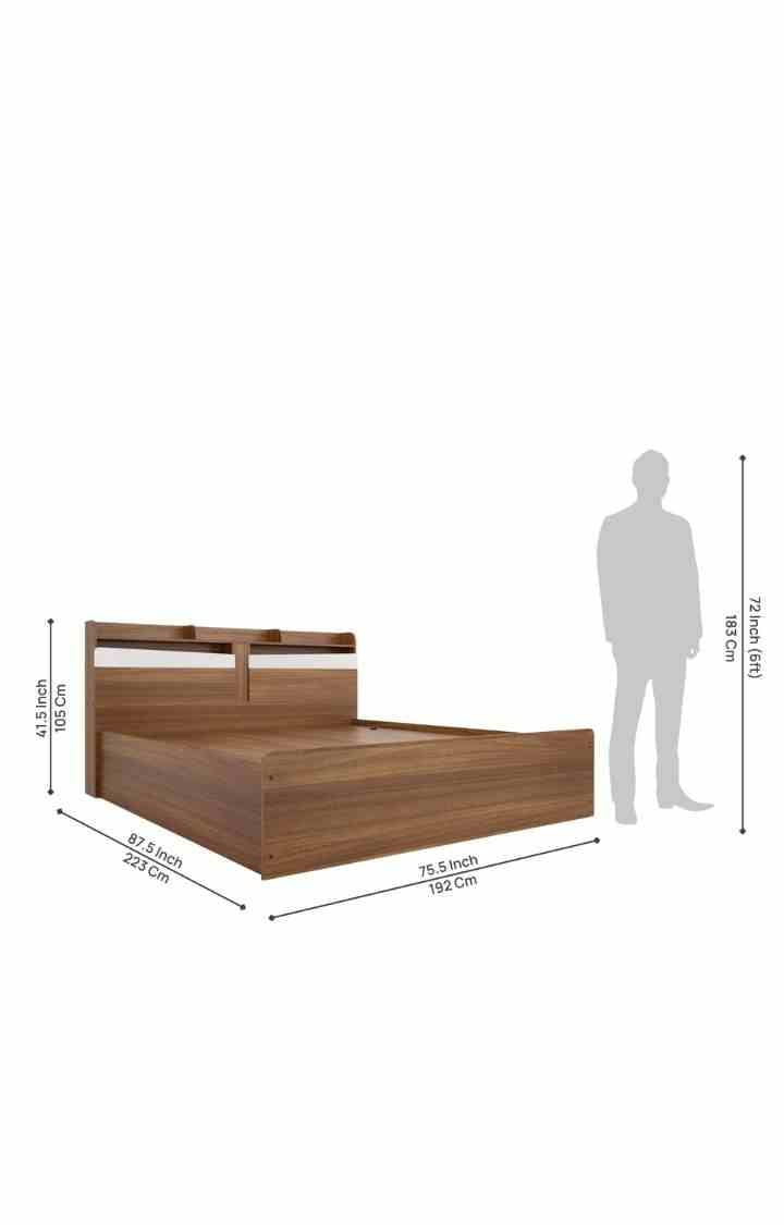 neudot Calton King Engineered Wood Hydraulic Bed - Teak