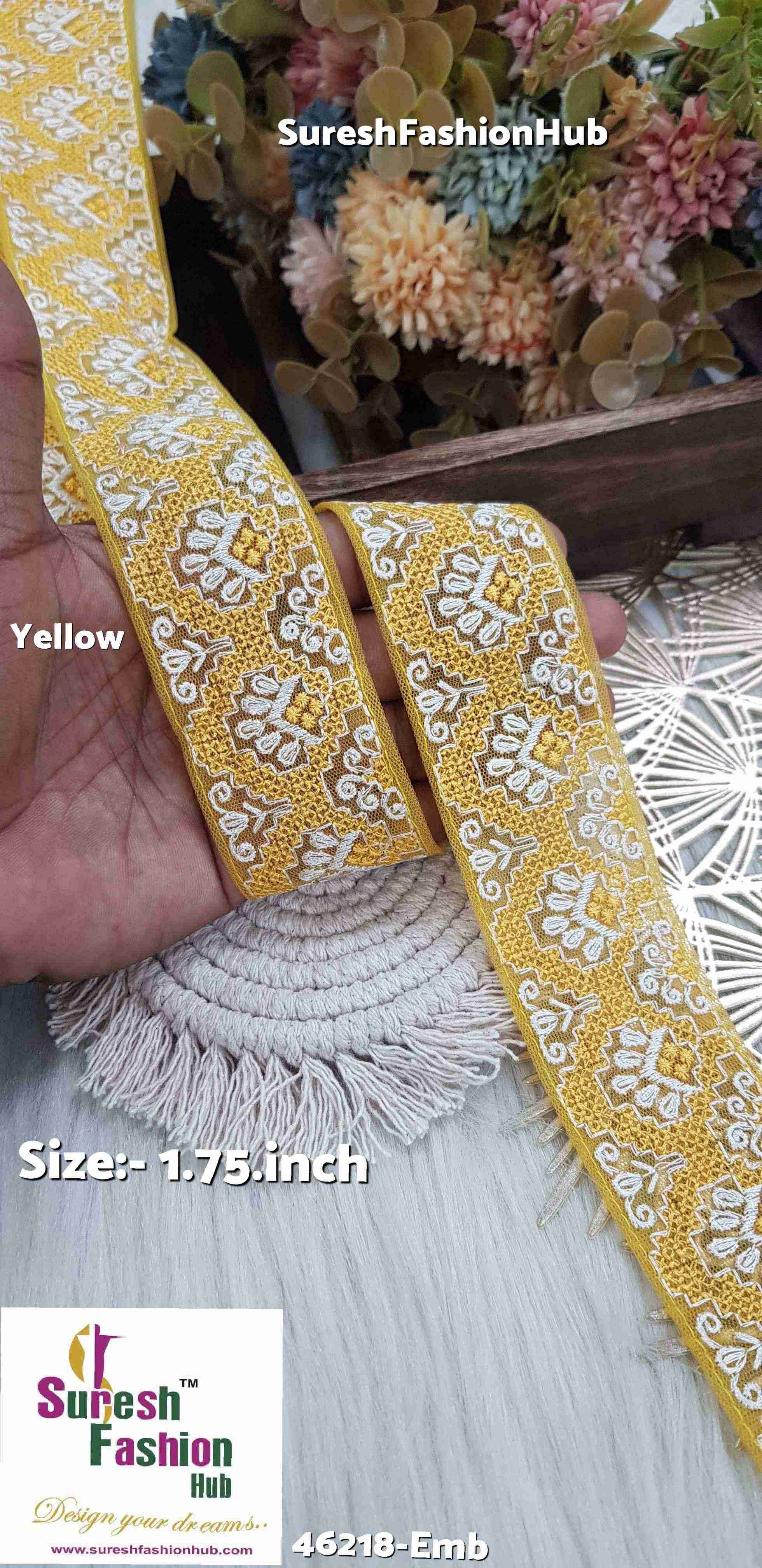 Yellow Net Embroidery Lace