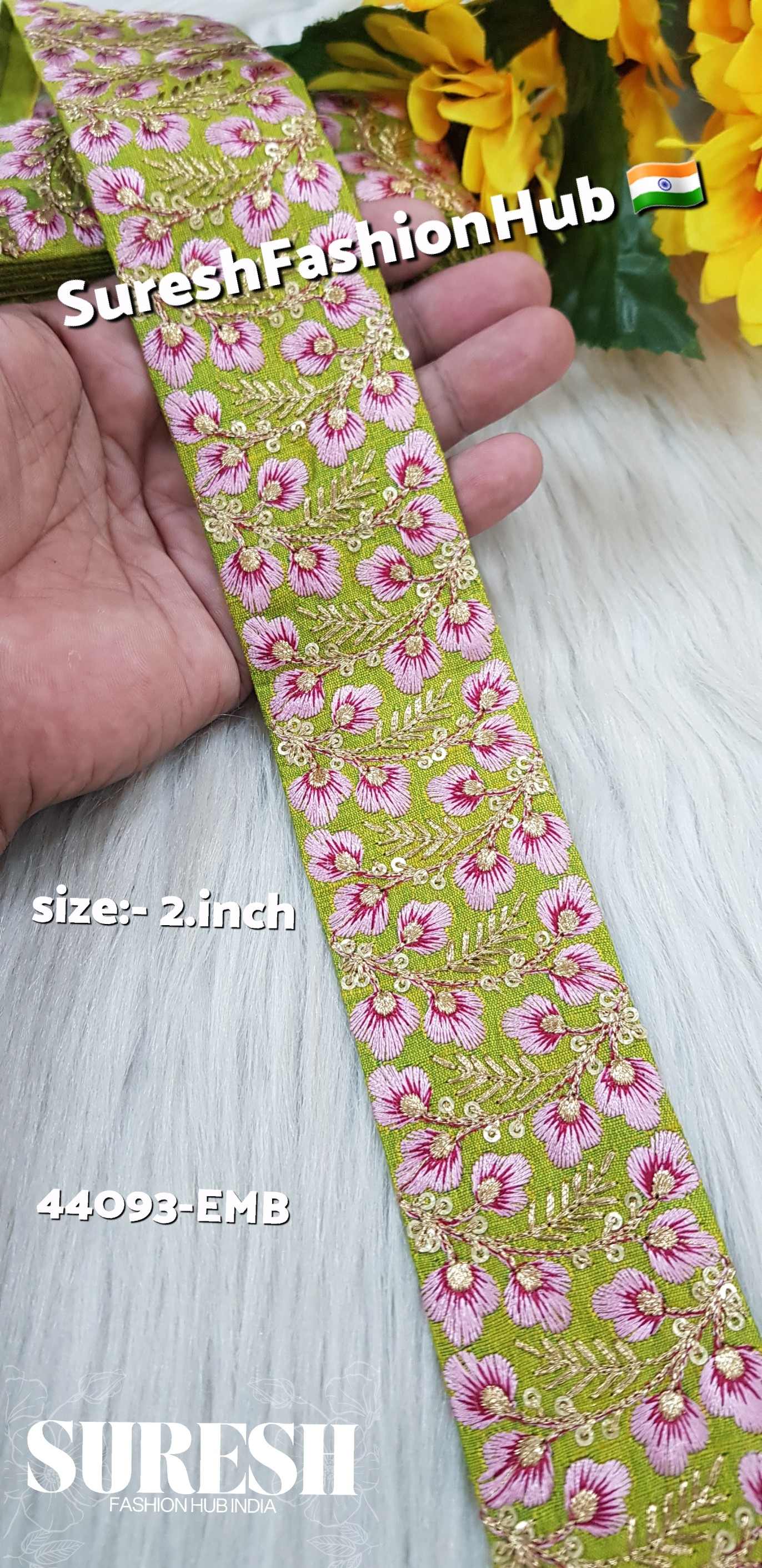 Zari Bloom Floral Embroidery Lace – Light Mehendi Base