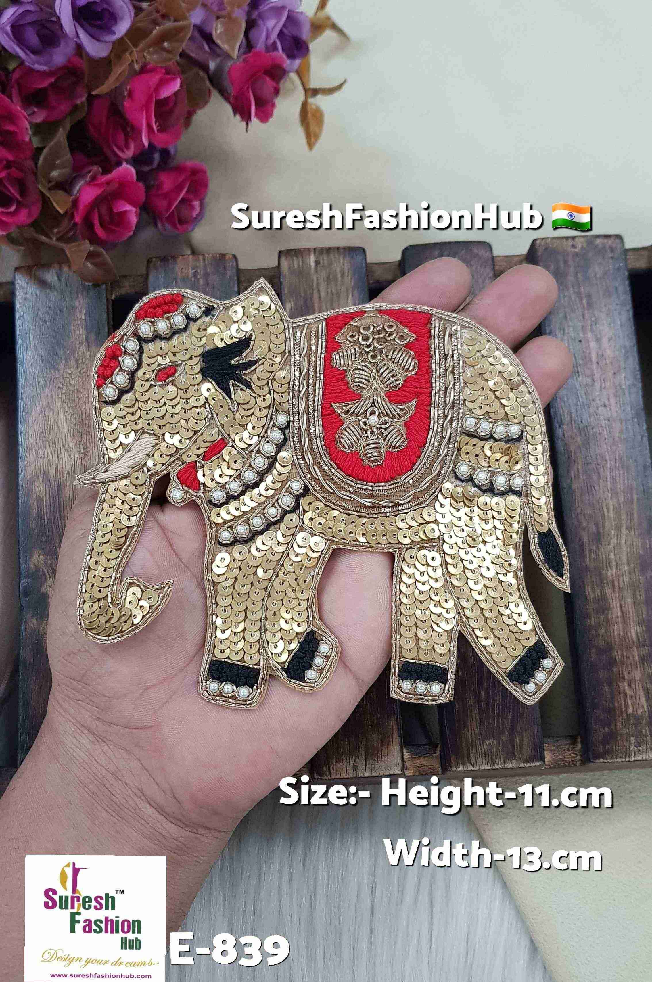 Royal Elephant Zardosi Patch – Left Facing