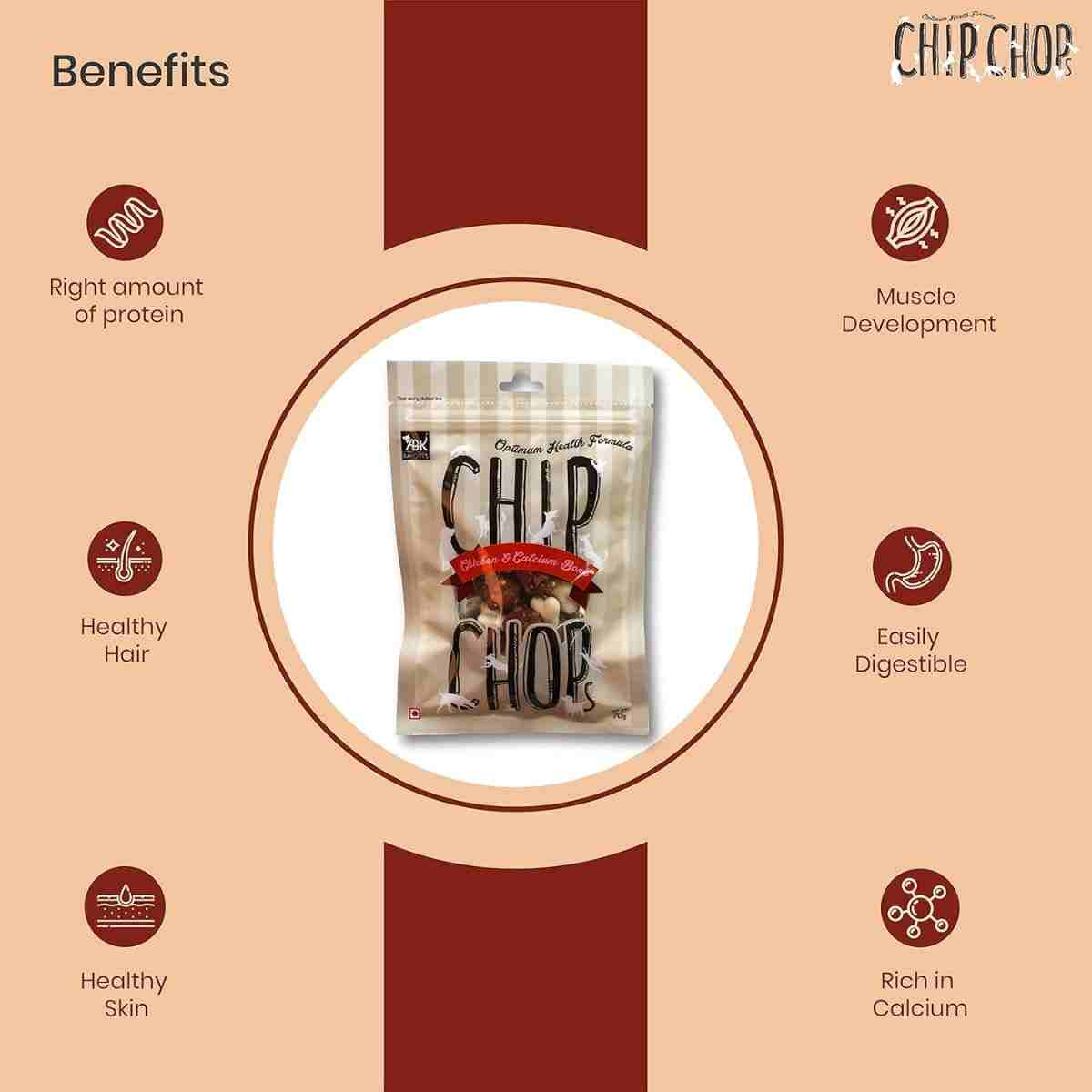 Chip Chops Chicken & Calcium Bone Dog Treat - 70gm