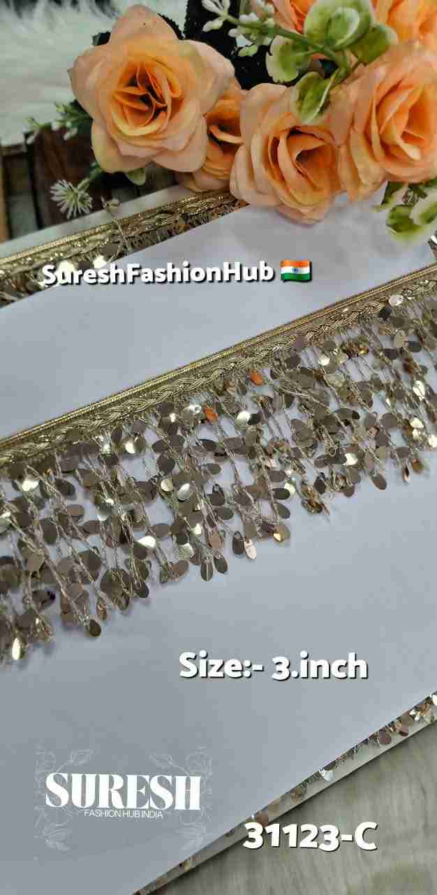 Pearl Leaf Sequin Jari Jalar Lace- 31123-Emb
