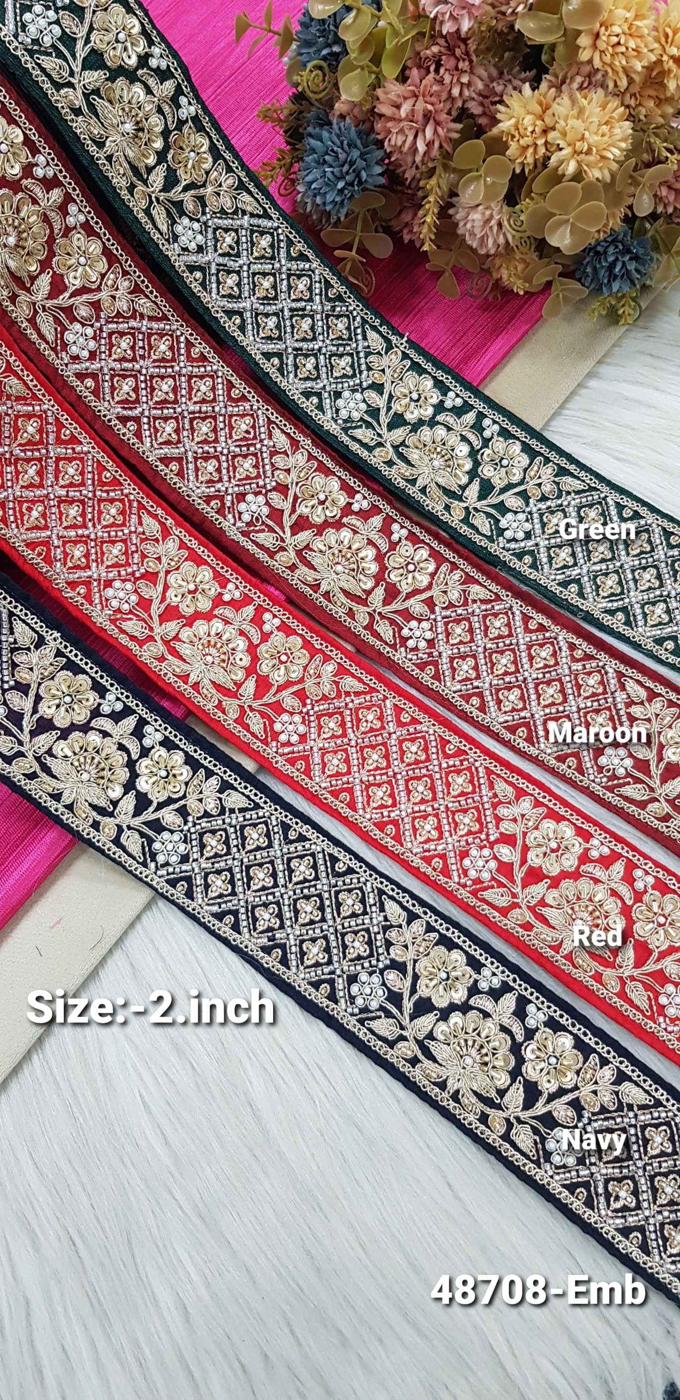 Rani Floral Dori Embroidery Lace – 48708-Emb