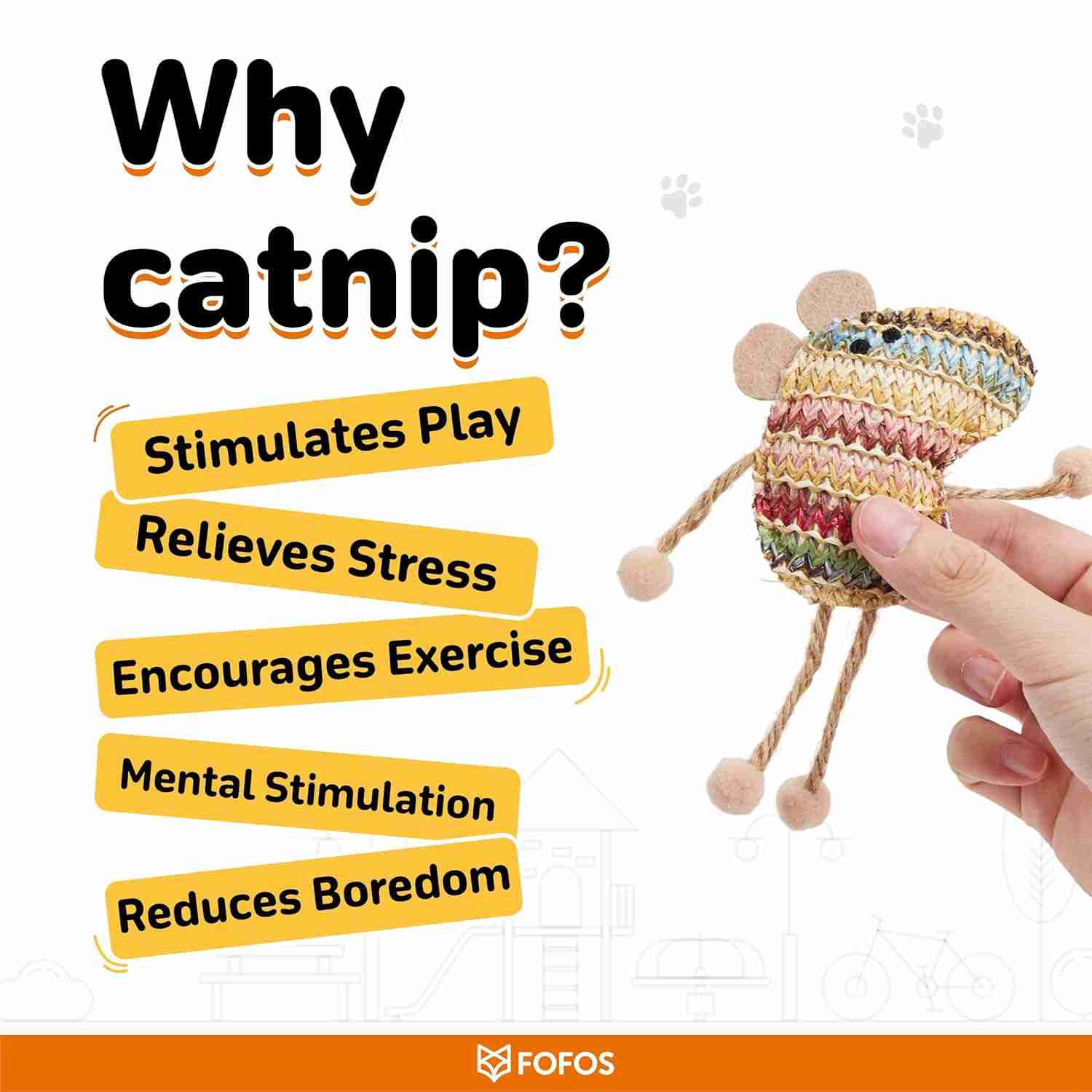 Barkbutler Fofos Interactive Catnip Chic Toy for Cats, Brown
