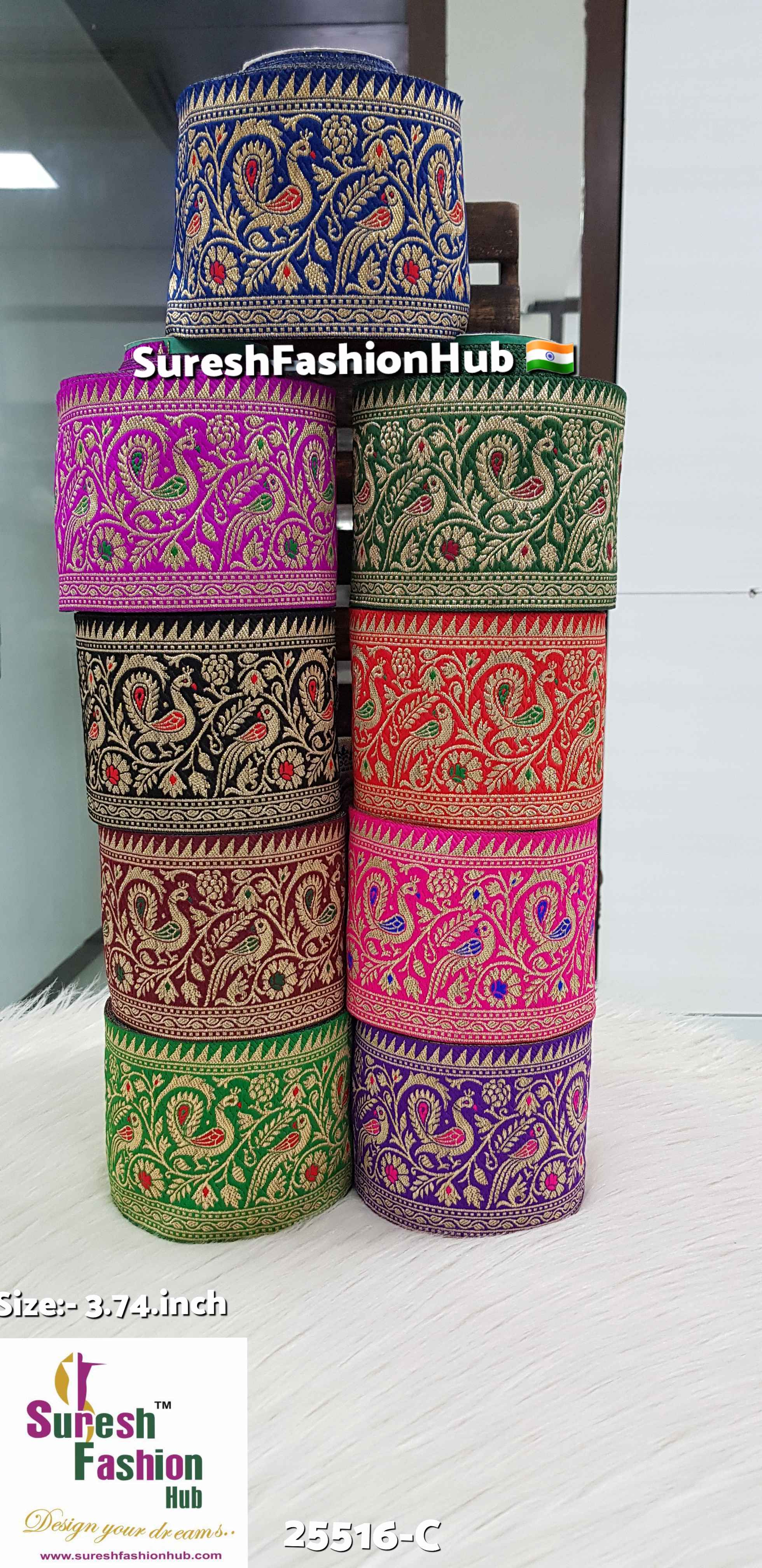 Russian Violet-Baby Pink Forest Banarasi Lace