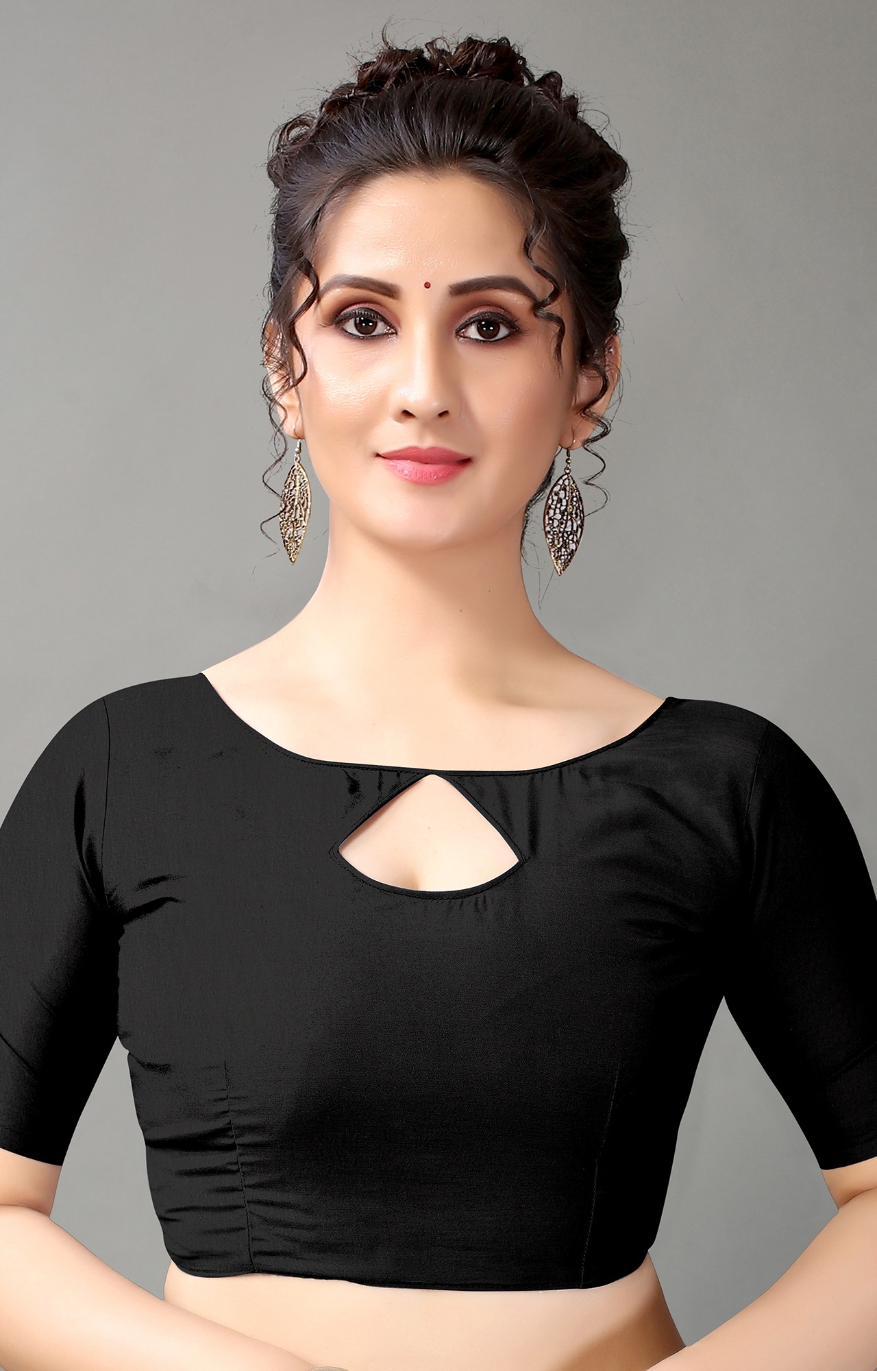 Women's Black & Red Poly Georgette Polka Dot/Geometric Print Saree-HAL23RYN00043BLCK-RED