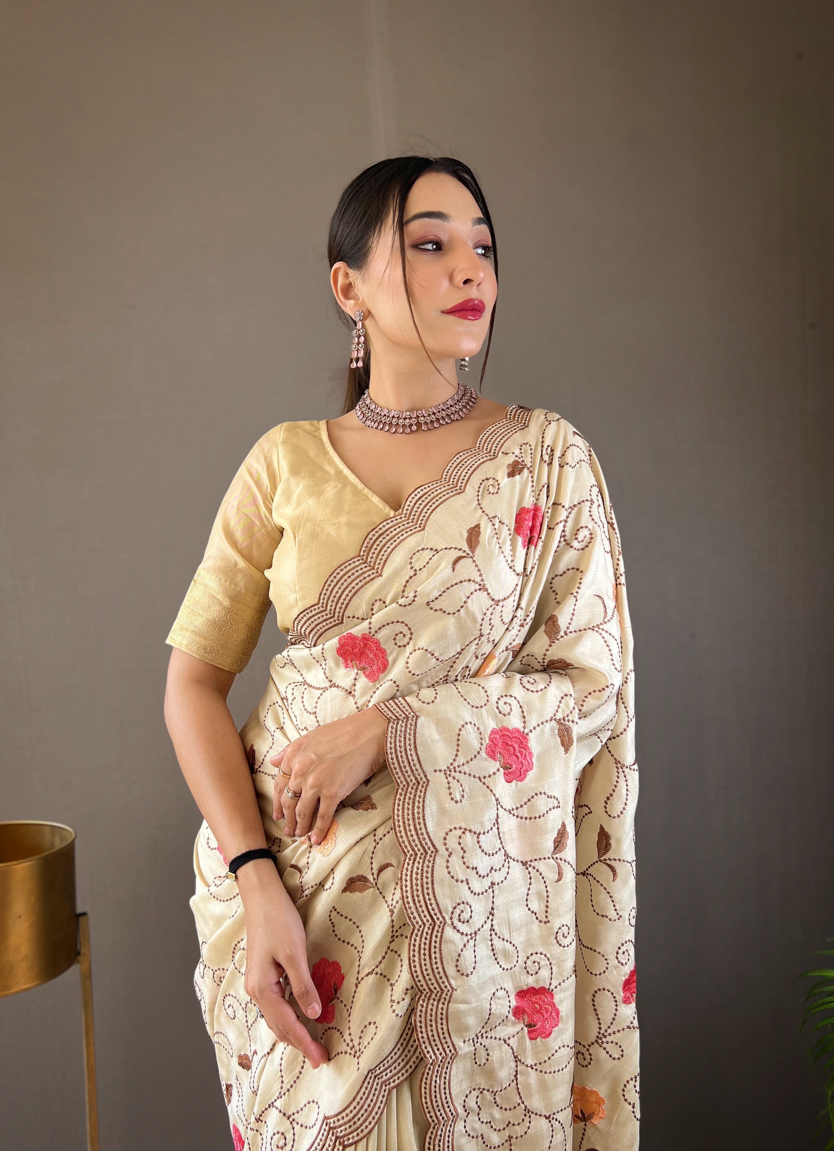 Tasarika Women Silk   Cream Saree Leela_Cream