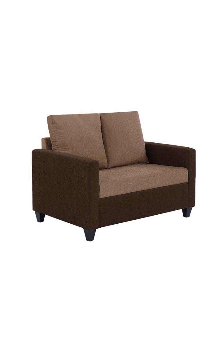 neudot Saya Dual Color Sofa for Living Room |2 Persons Sofa|Premium Fabric with Cushioned Armrest | Solid Wood Frame|2 Seater in Saya Duo Brown Color