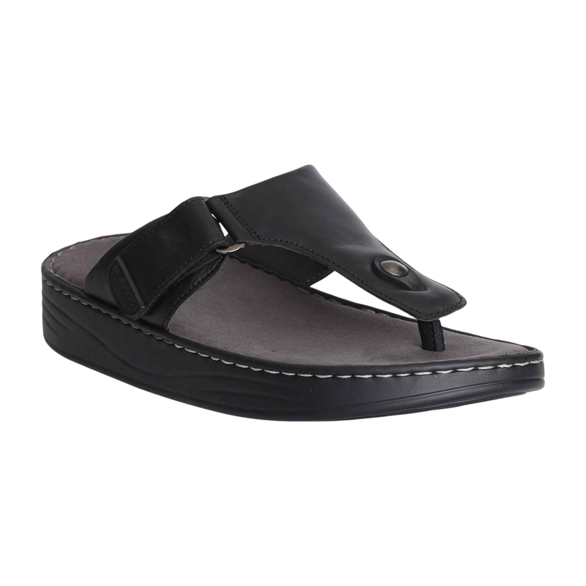 Men Sleek Edge Black Comfort Thongs