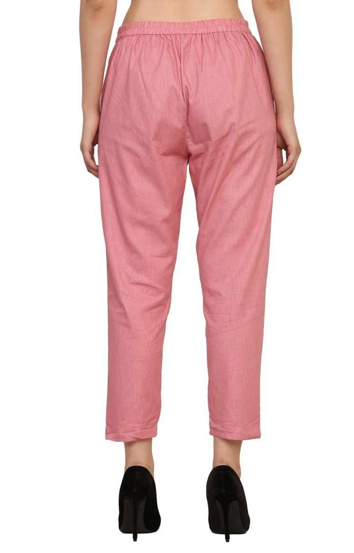 Women's Pink Solid Chinos
