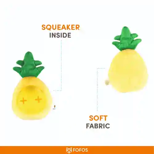 Barkbutler Fofos Cute Treat Toy for Dogs, Pineapple