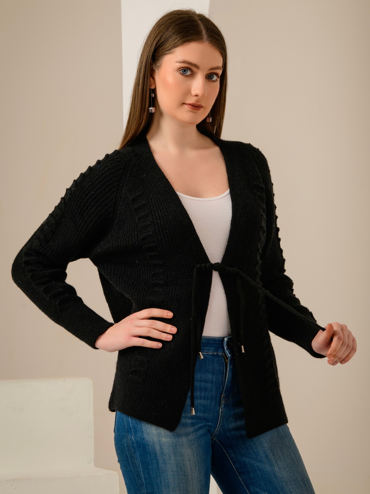 ALBION SMART BLACK LADIES WINTER TOP (WOOLEN)