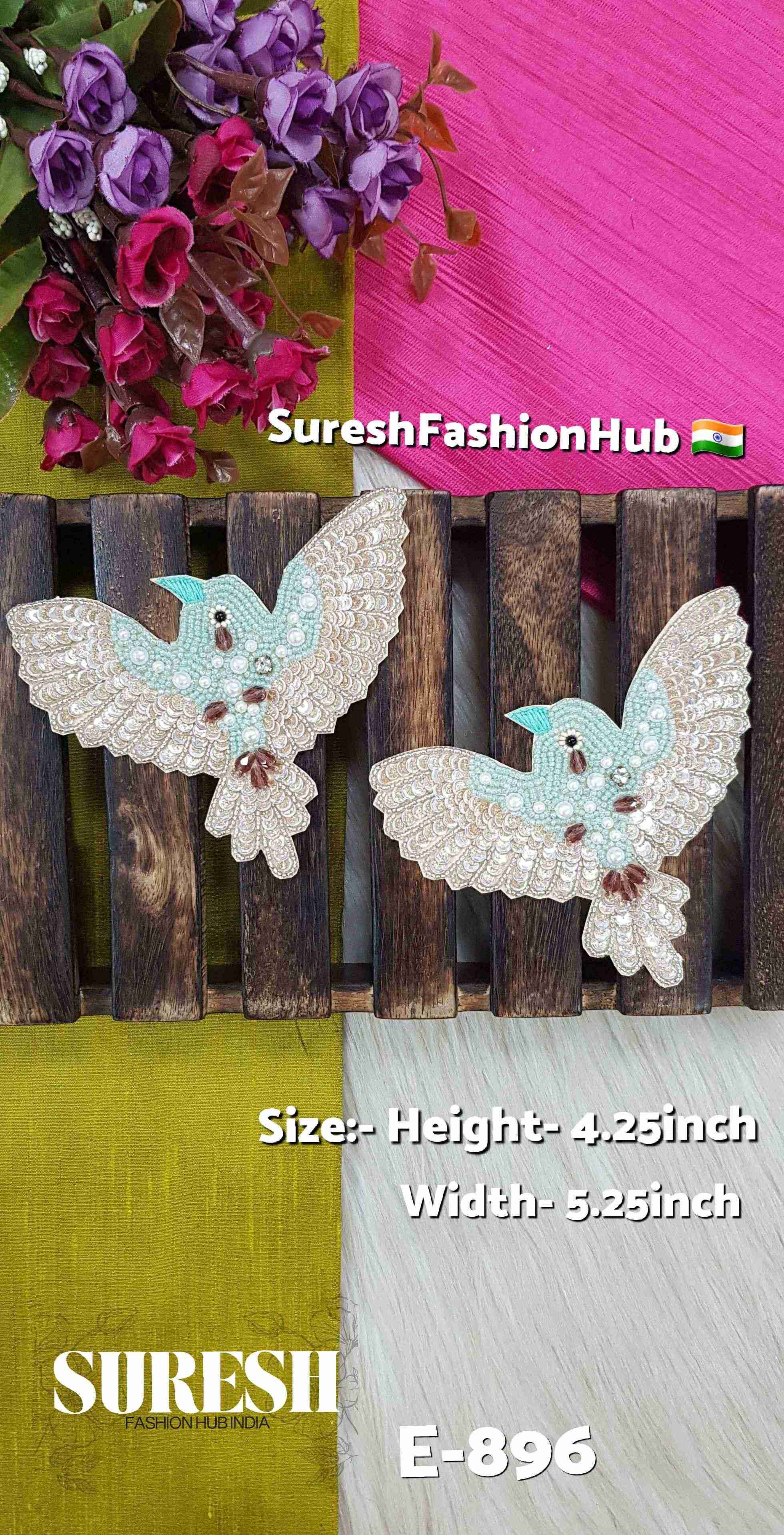 Aqua Flight Handcrafted Bird Patch – Sea Green E-896(12)