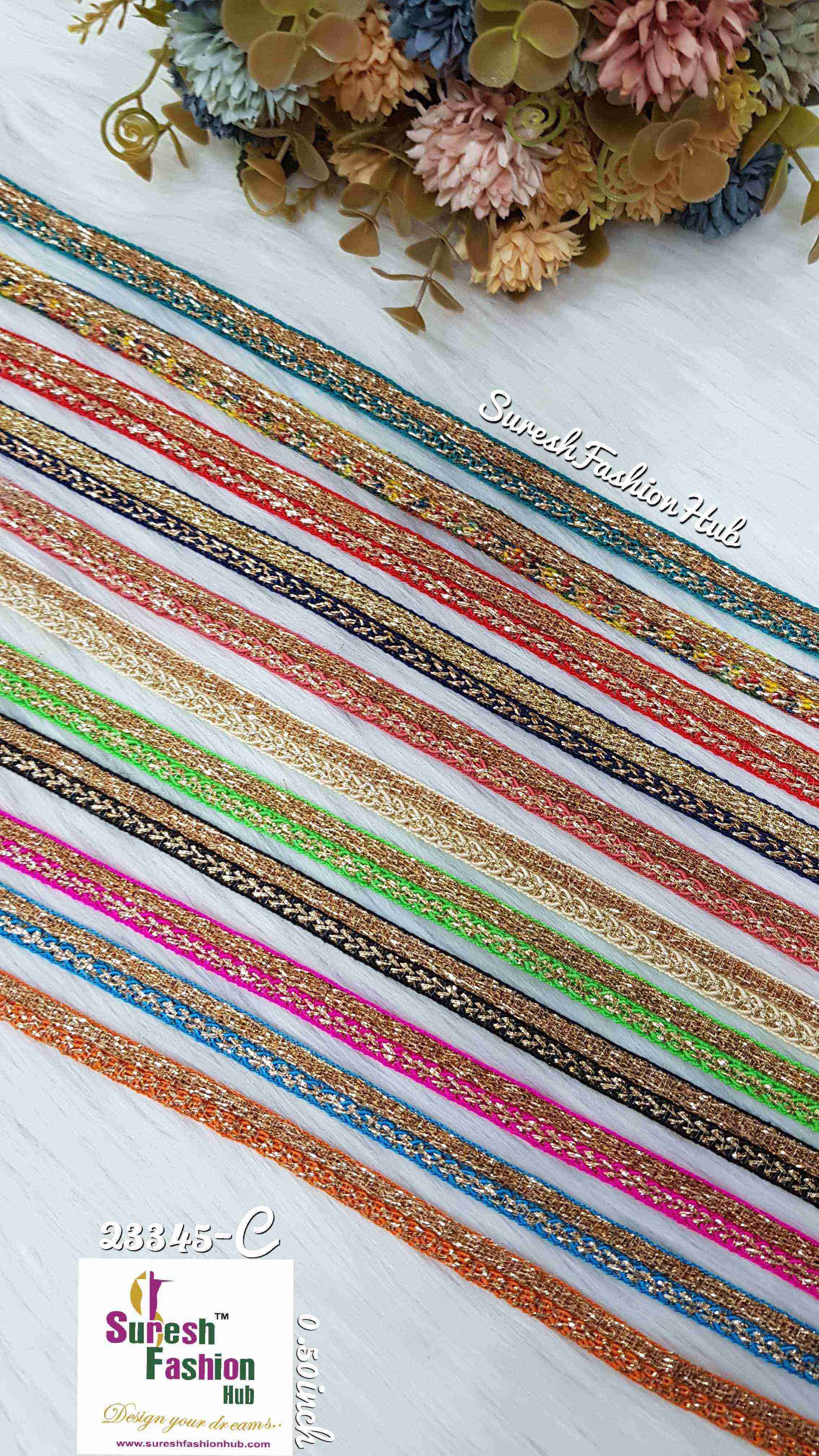 Golden Zari Glimmer Parrot Green Bases Designer Trims