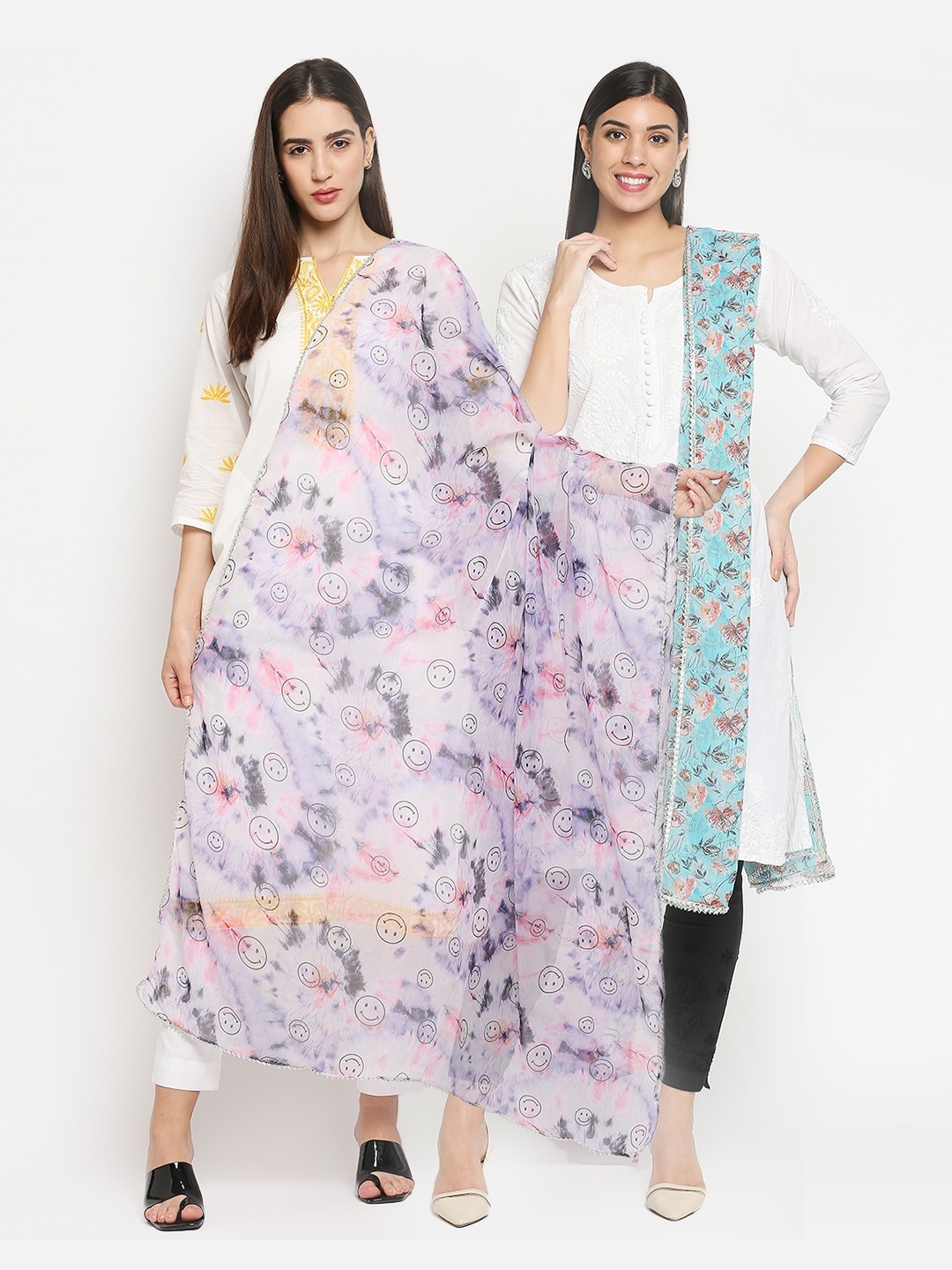 Get Wrapped | Get Wrapped Digital Printed Dupatta with Border Combo for Women - Pack of 2 0