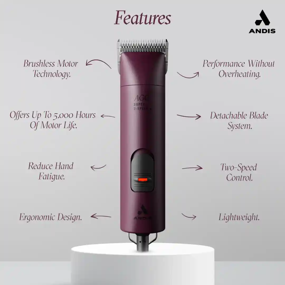 Andis AGC Super 2 Brushless Clipper (Burgundy)
