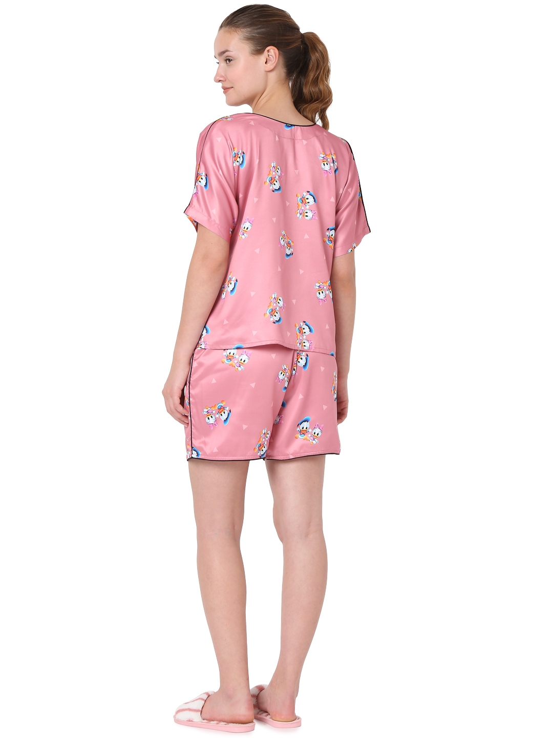 Slogan Umbrella Print Pajama Set Round Neck Short Top Capri - Temu