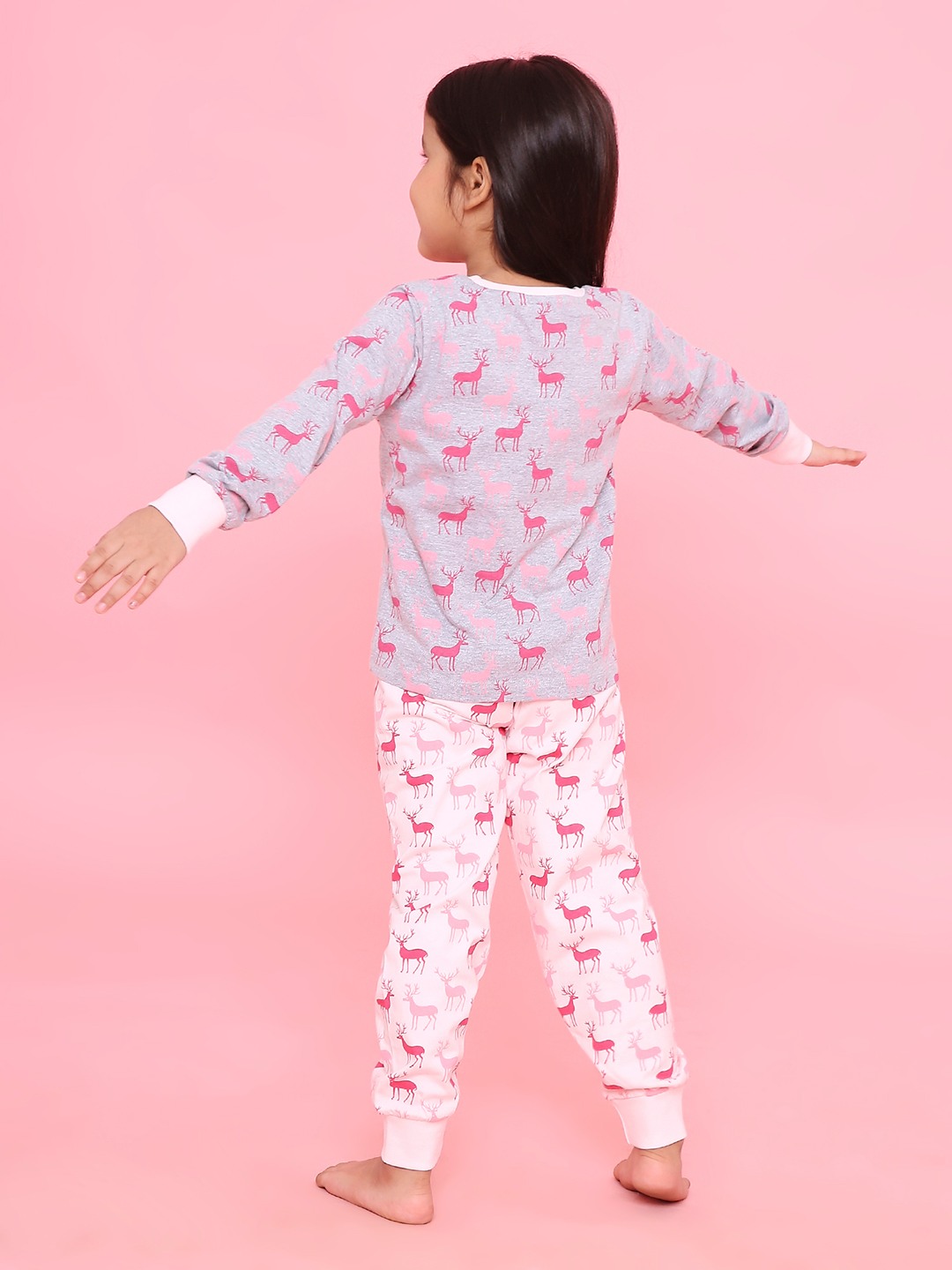 Girls- 2 piece printed cotton jogger lounge set