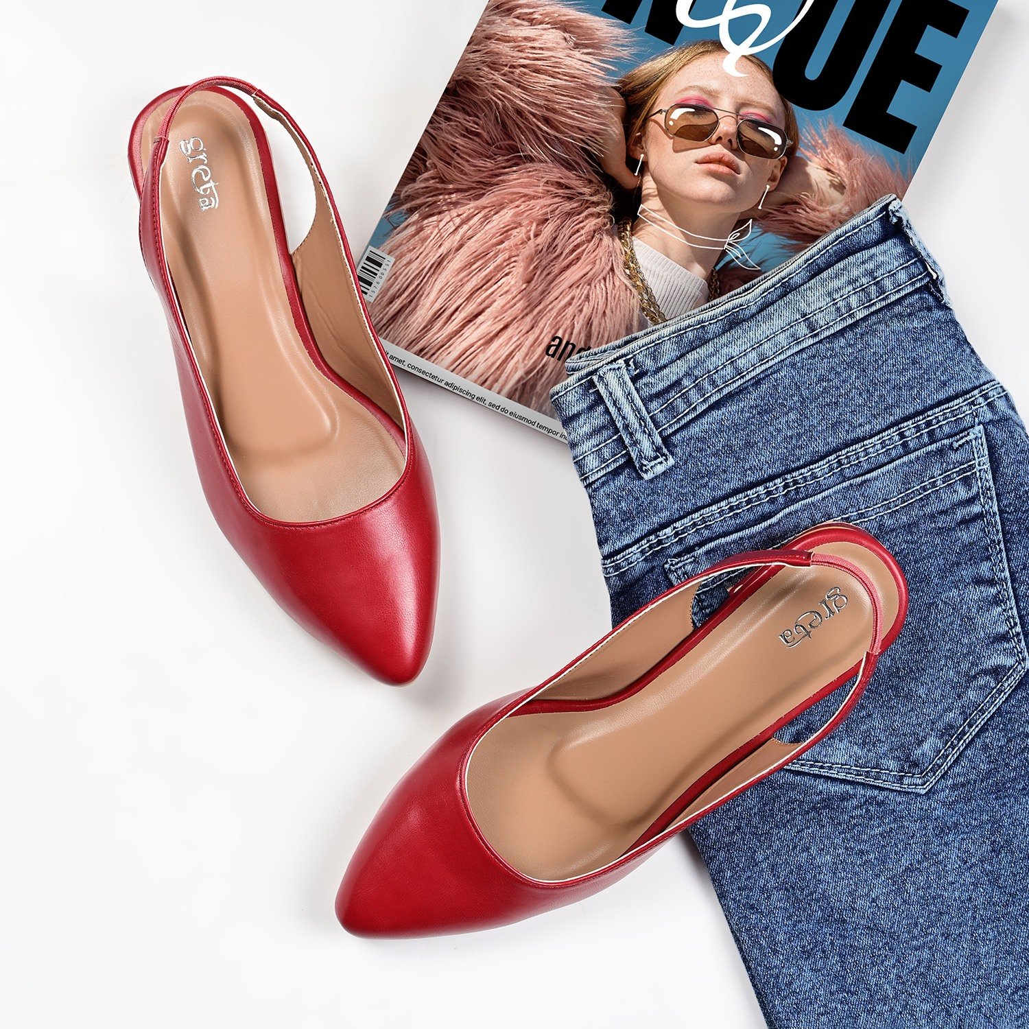 Women's Maroon Slingback Pointed-Toe Heel