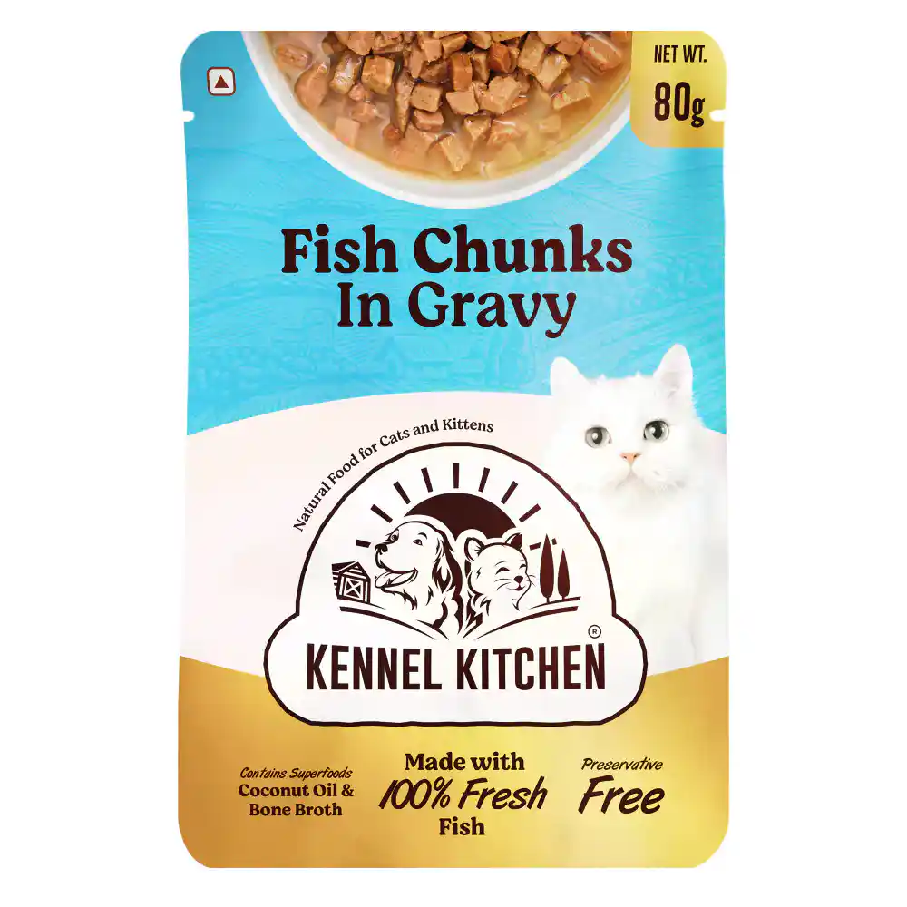 Kennel Kitchen | Kennel Kitchen Fish Chunks in Gravy Kitten and Adult Cat Wet Food, 80 g