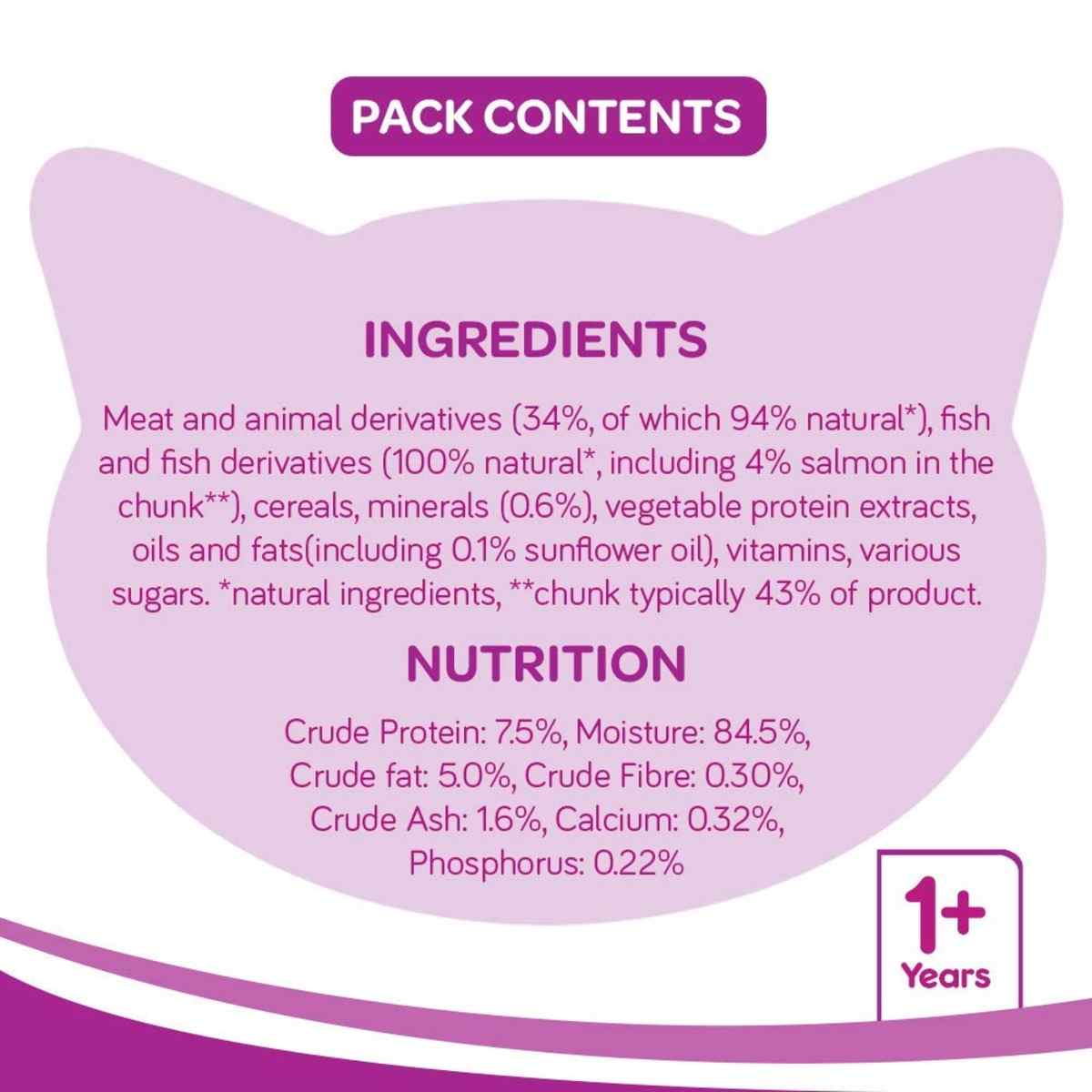 Whiskas Salmon in Gravy Adult Wet Cat Food (+1 year), 80g