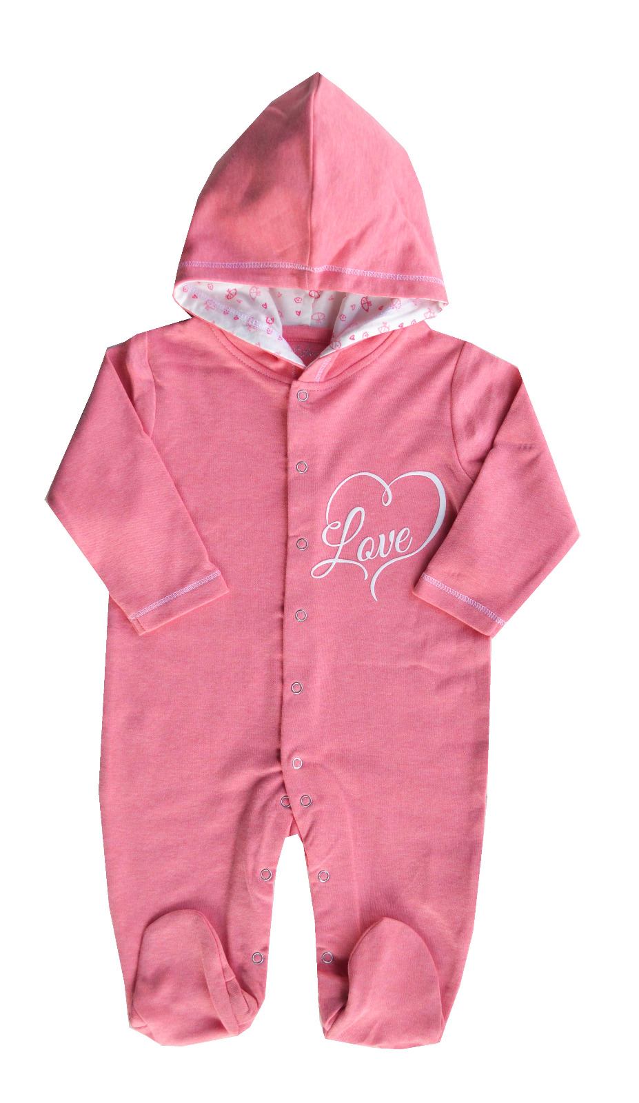 Baby's Full Sleeper/Romper with Feet & Hood,Color-Pink