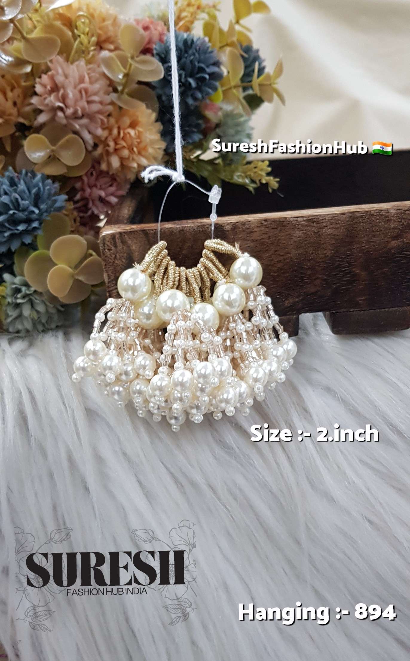 H-894 Elegant Handmade Moti–Cutdhana Tassel – Pearl