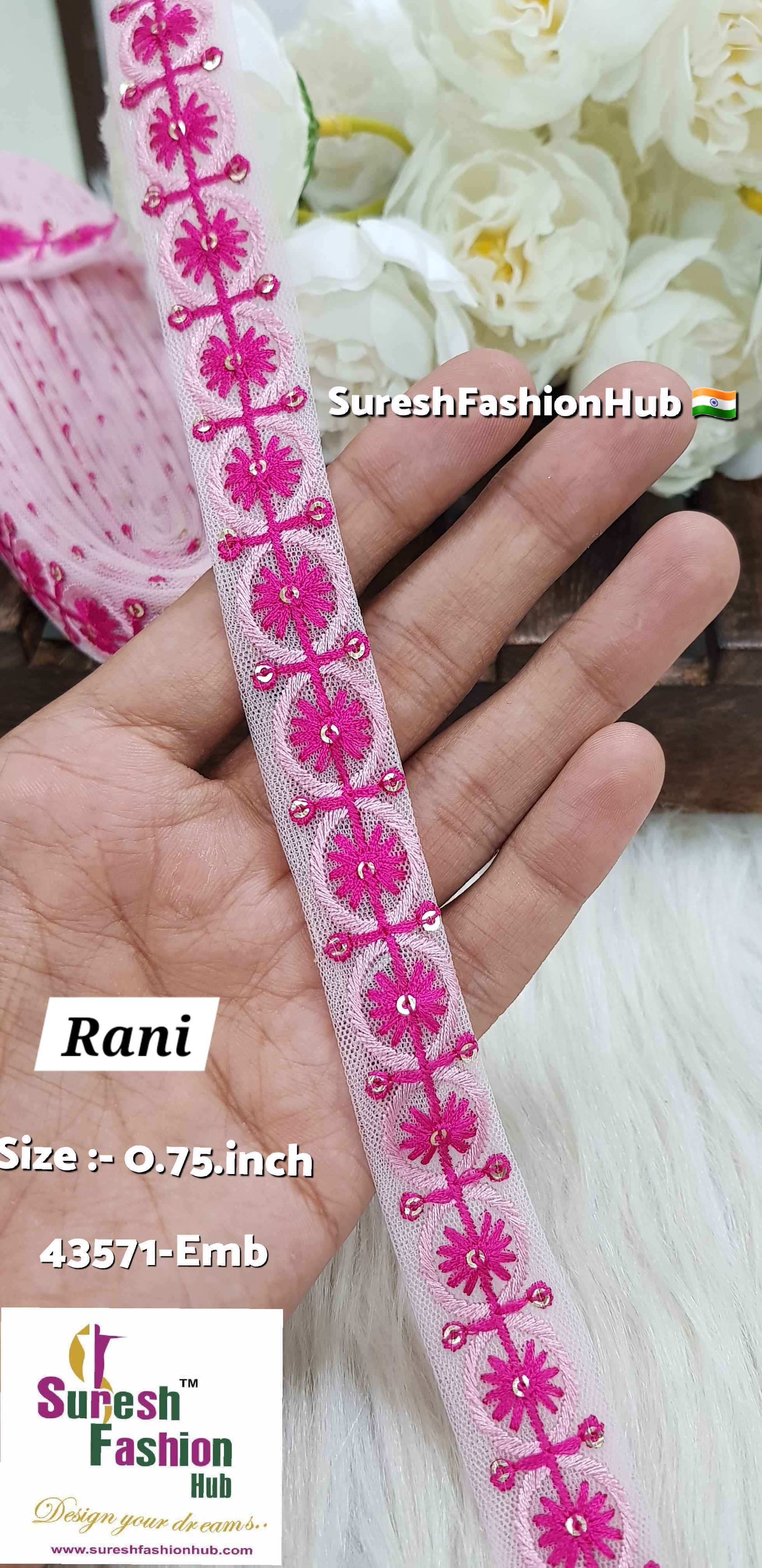 Rani Color Floral Circles Embroidery Lace