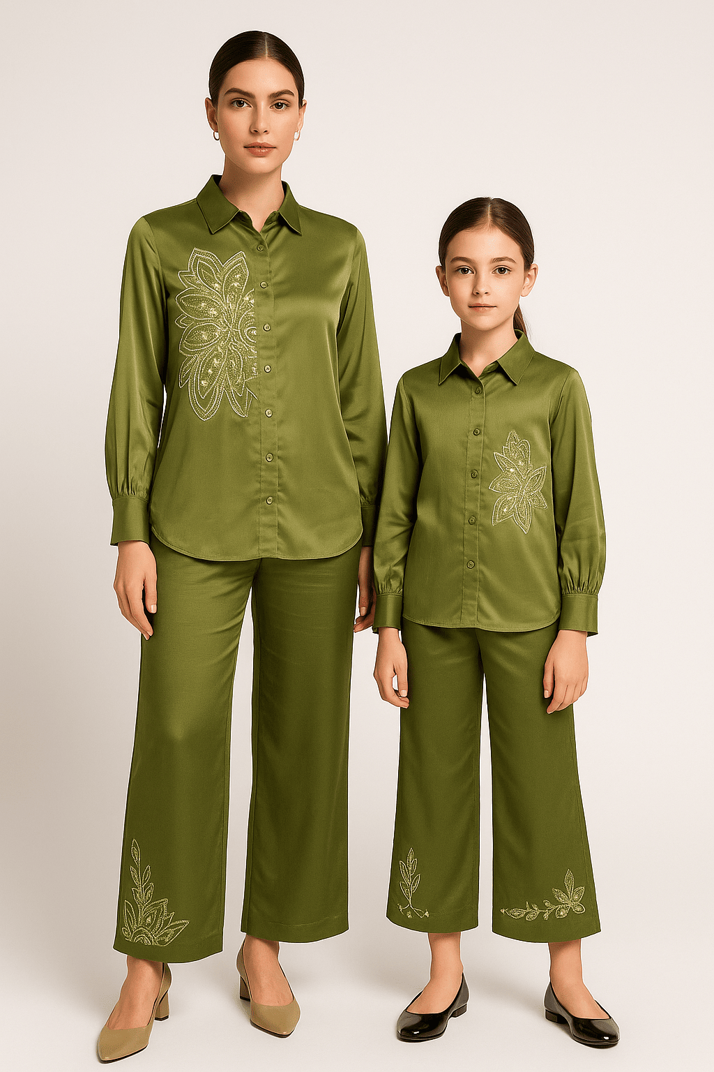 Women's  Mini Silk With Adda Work  co-ord set
