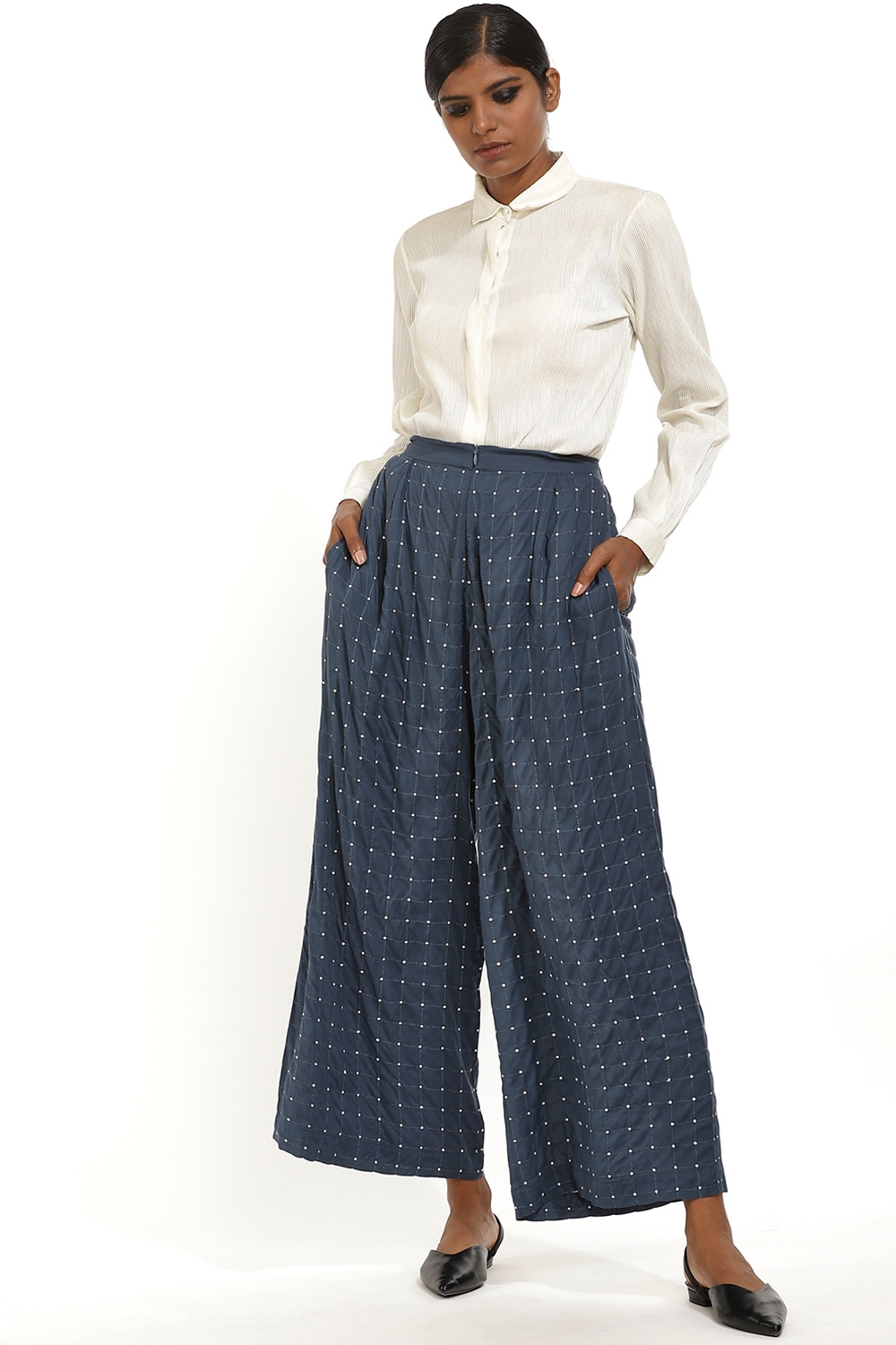 Buy online Tie Front Polka Dot Wide Leg Trouser from bottom wear for Women  by Crimsoune Club for ₹999 at 50% off | 2024 Limeroad.com