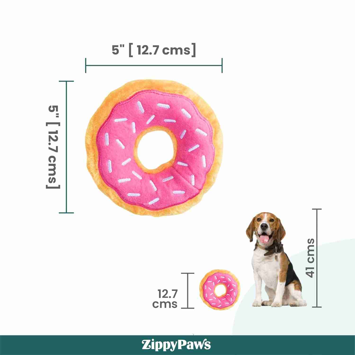 Zippy Paws Junior Donutz Dog Toy, Strawberry