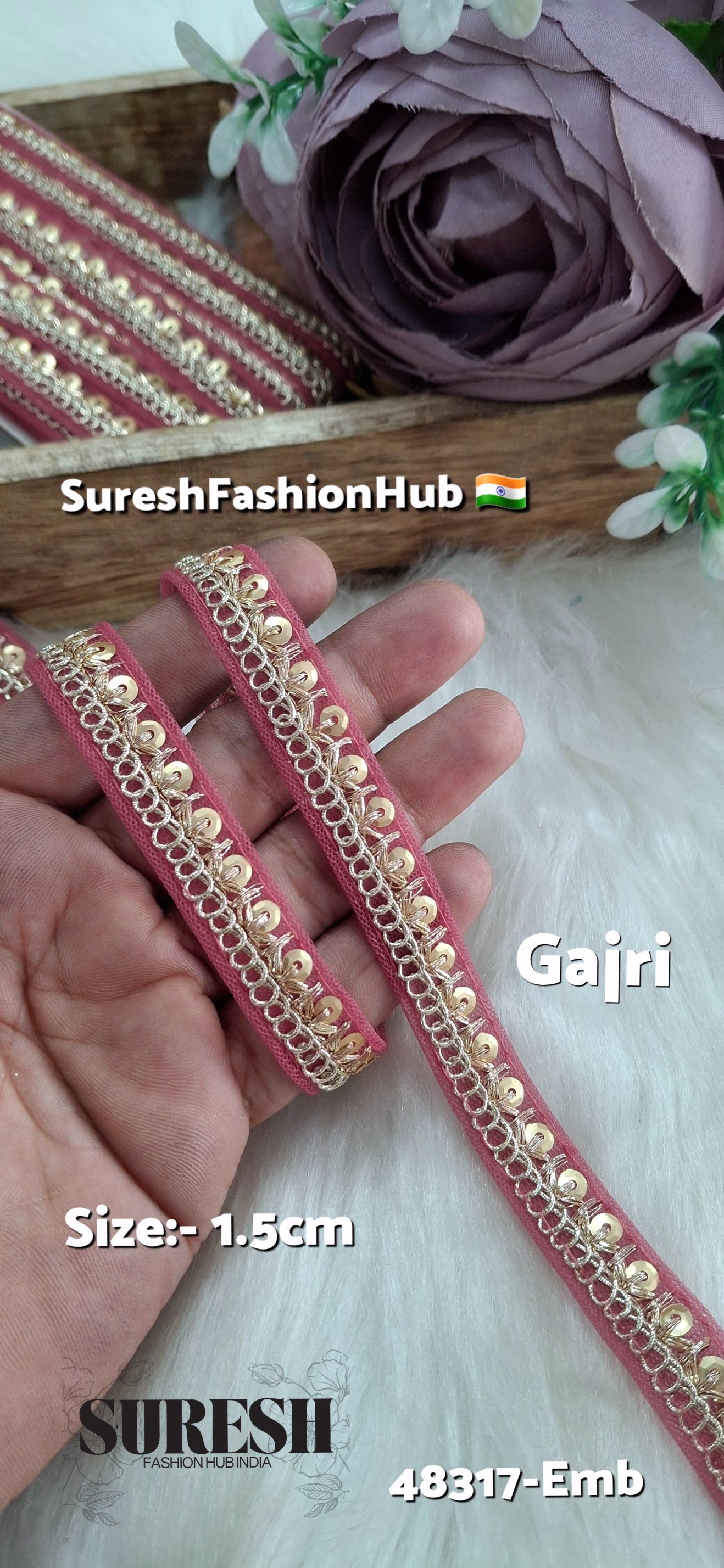 Gajri Pearl Dori Zari Embroidery Border Lace