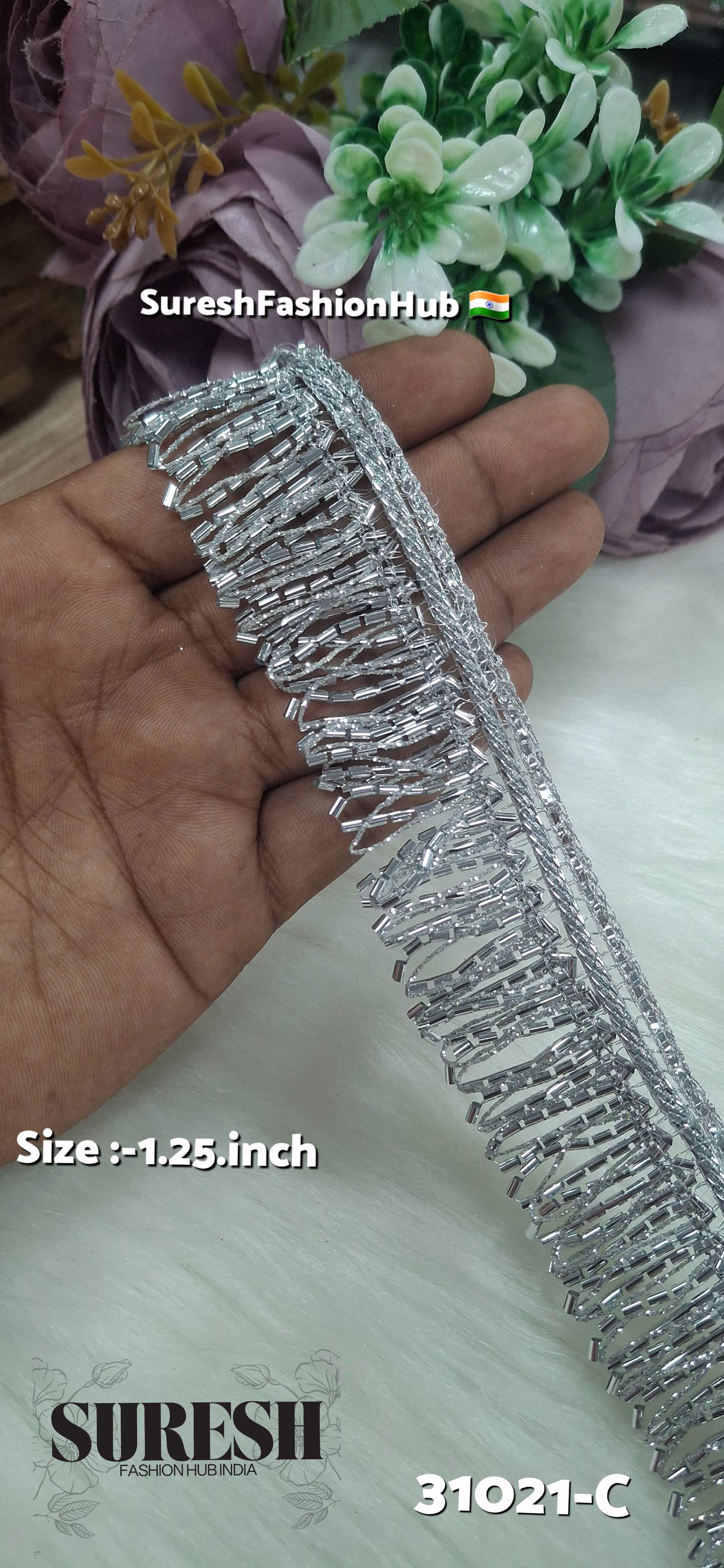 Silver U-Shape Fringe Jhalar Lace