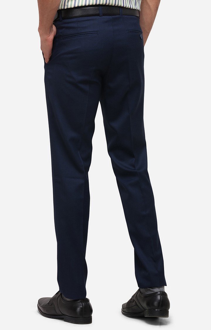 JadeBlue | Men's Blue Wool Blend Solid Formal Trousers 2