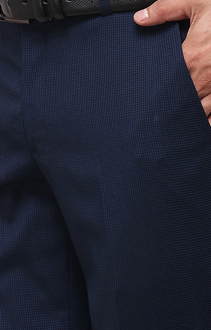 JadeBlue | Men's Blue Wool Blend Solid Formal Trousers 3