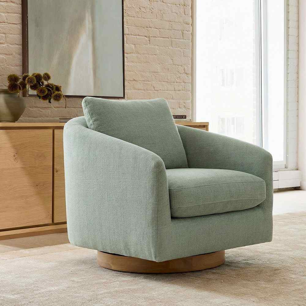 Imogene Swivel Chair, Performance Chenille Crossweave, Seaglass