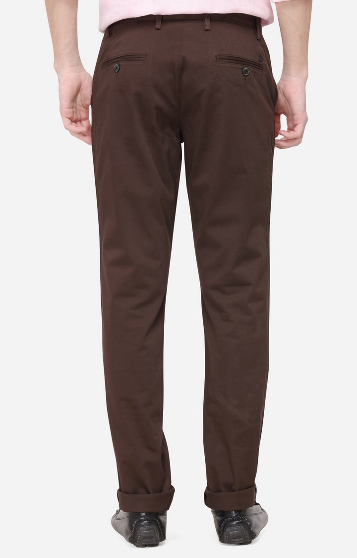 JadeBlue | JBCT121/4,JAVA SELF Men's Brown Cotton Blend Solid Formal Trousers 2