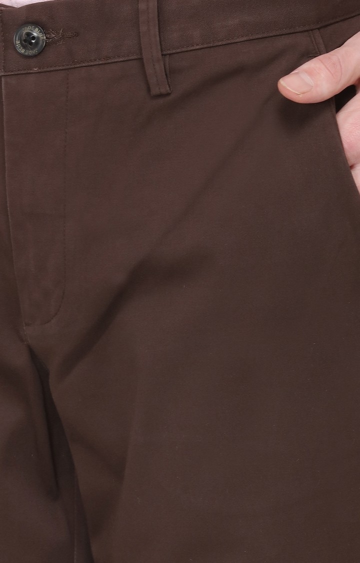 JadeBlue | JBCT121/4,JAVA SELF Men's Brown Cotton Blend Solid Formal Trousers 3