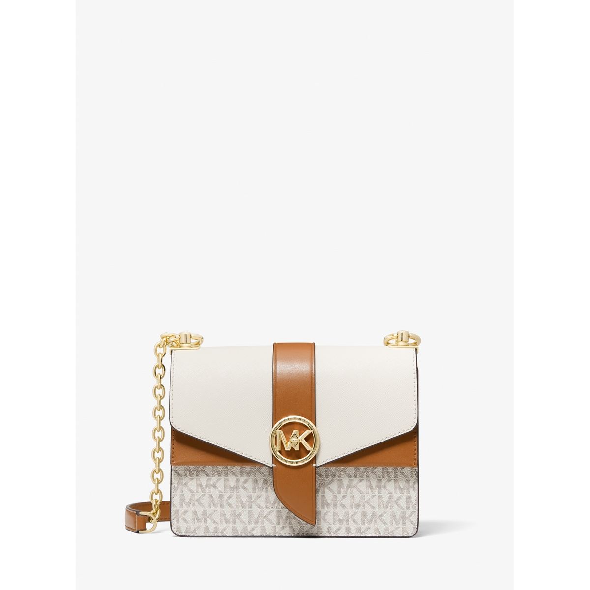 Greenwich Small Color-Block Logo and Saffiano Leather Crossbody Bag