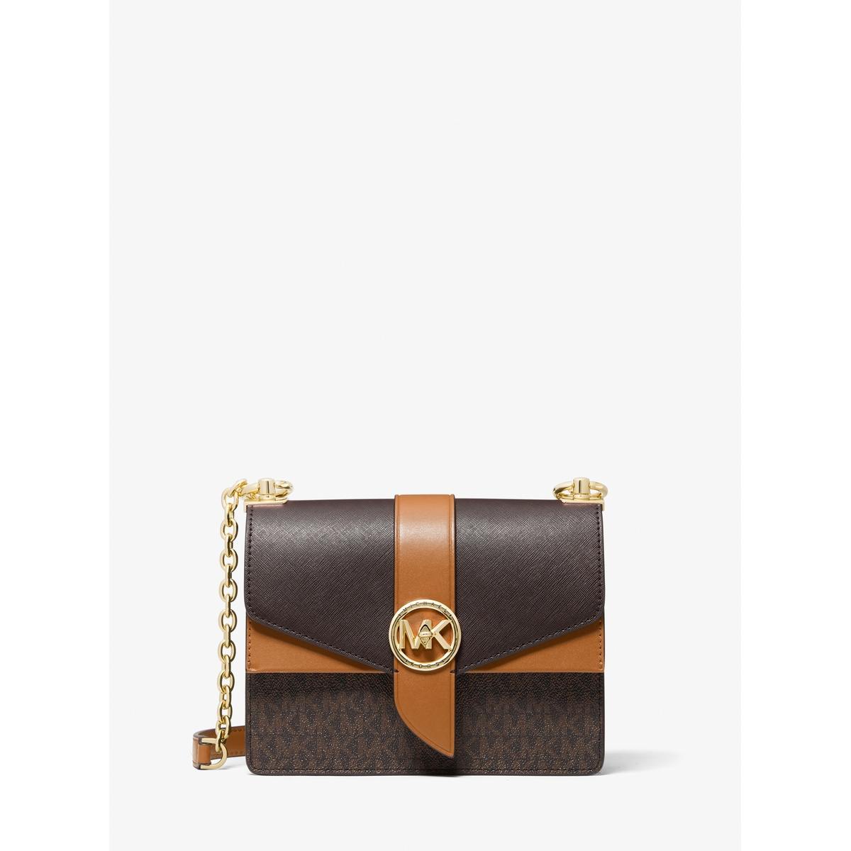 Greenwich Small Color-Block Logo and Saffiano Leather Crossbody Bag