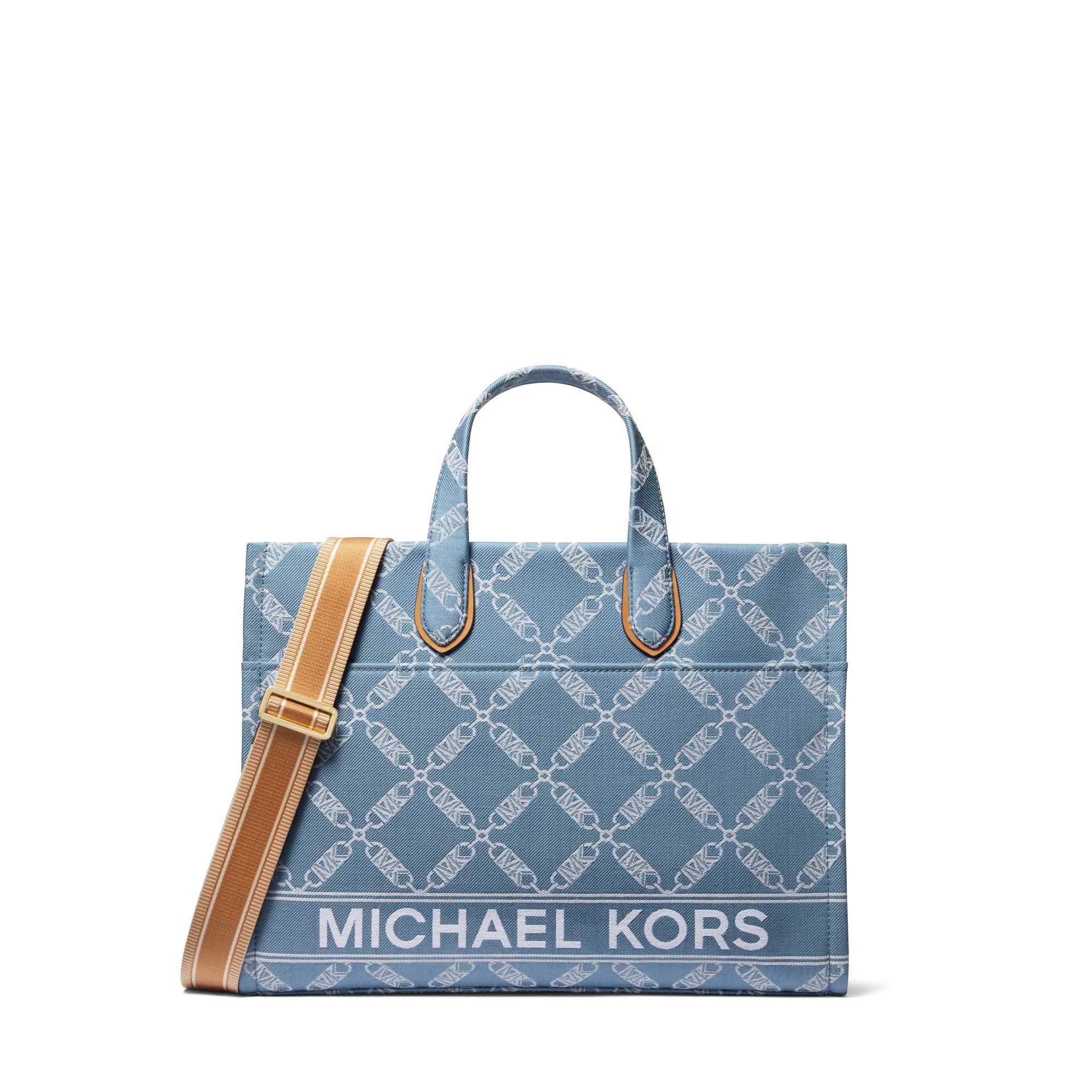 Gigi Large Empire Logo Jacquard Denim Tote Bag