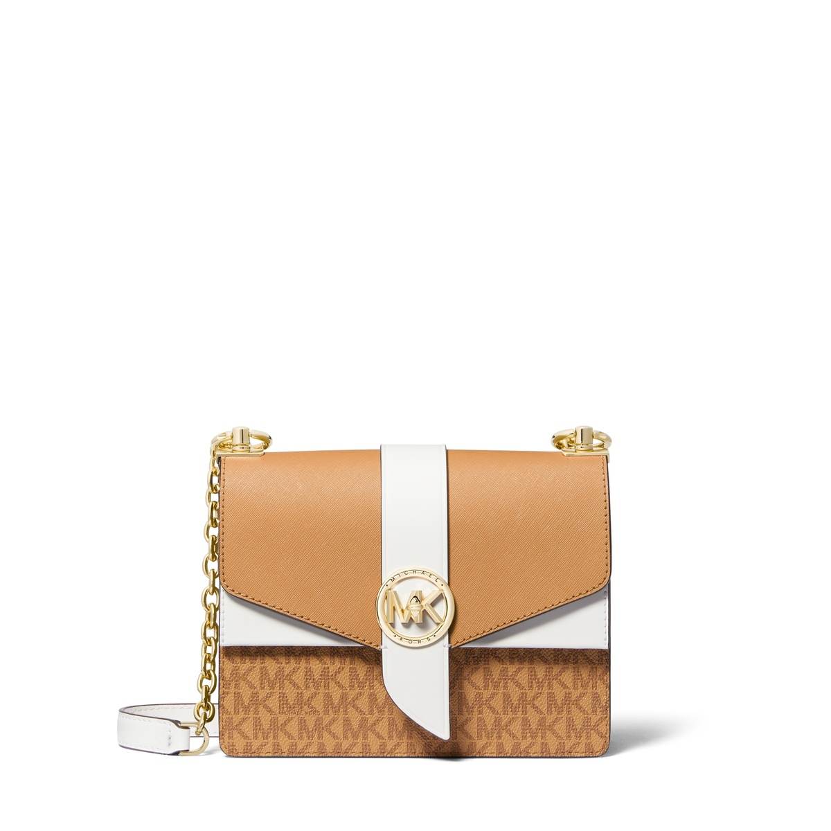 Greenwich Small Color-Block Logo and Saffiano Leather Crossbody Bag