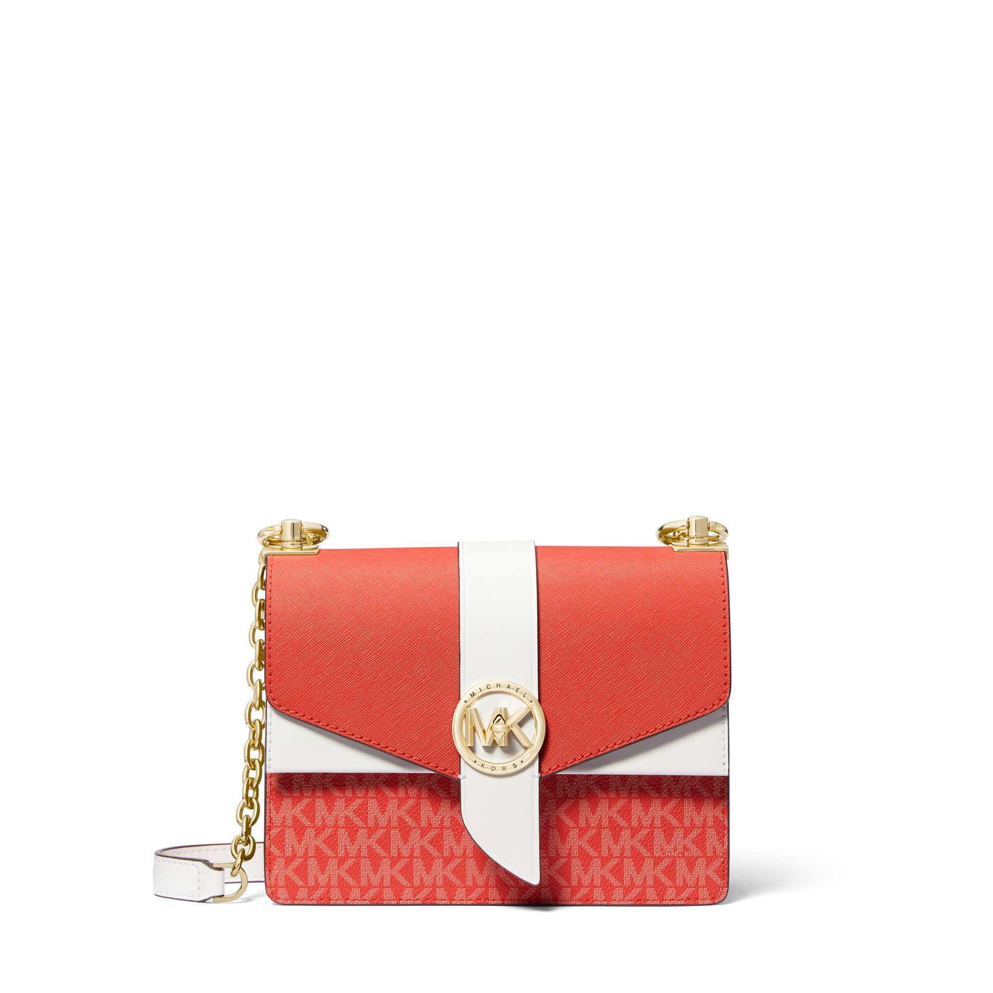 Greenwich Small Color-Block Logo and Saffiano Leather Crossbody Bag